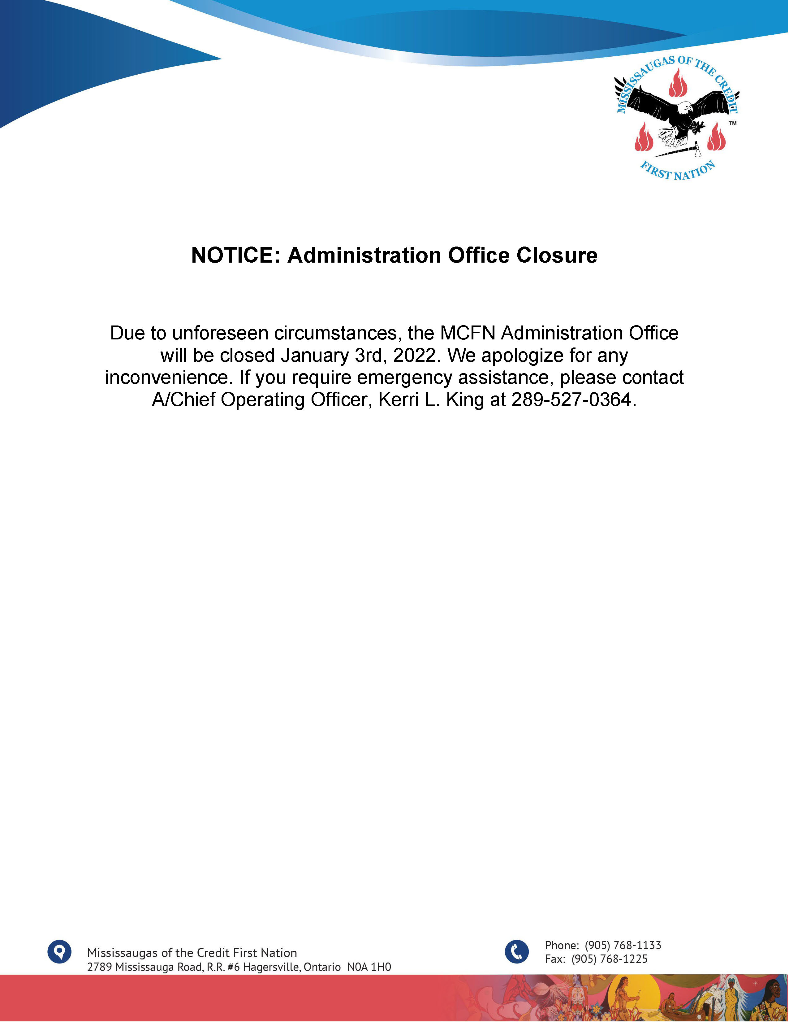 NOTICE: Administration Office Closure
