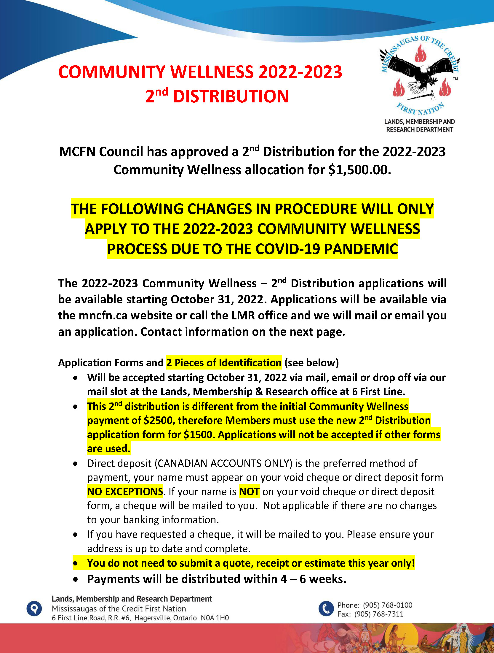 *NOTICE IS FROM OCTOBER *  - Community Wellness Second Distribution Notice