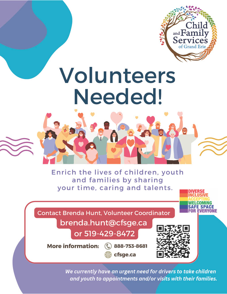Child and Family Services of Grand Erie needs volunteers