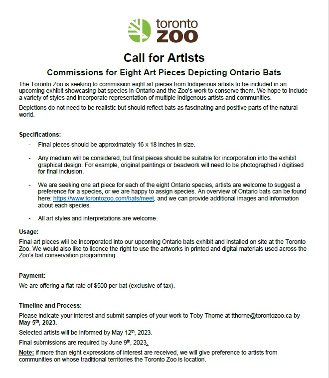 Toronto Zoo call for artists