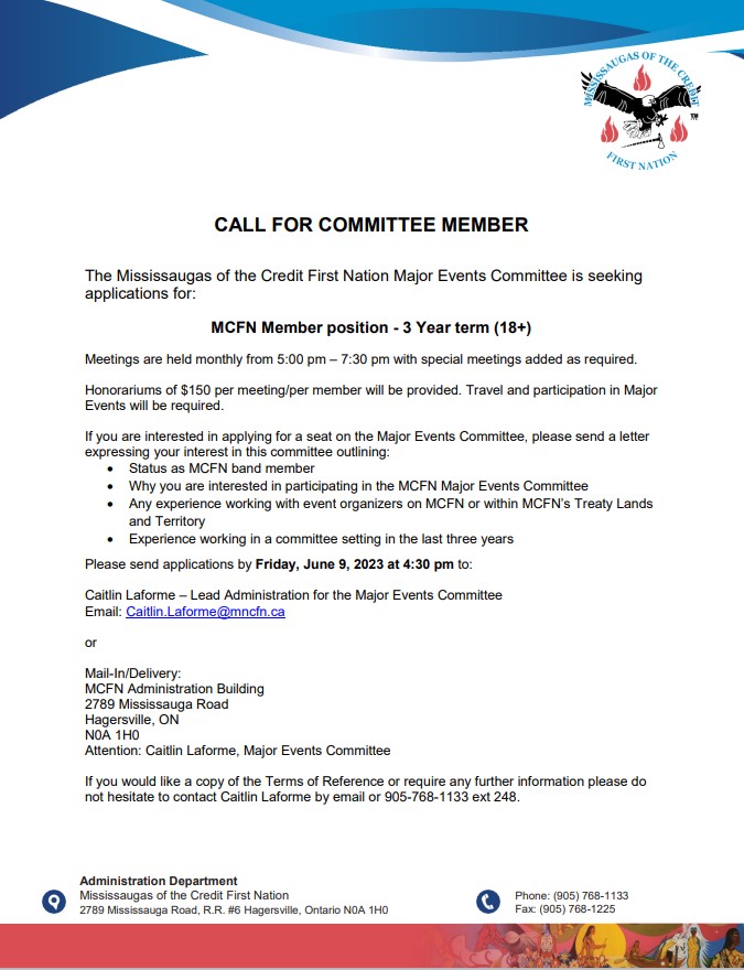 Major Events Committee member positions available