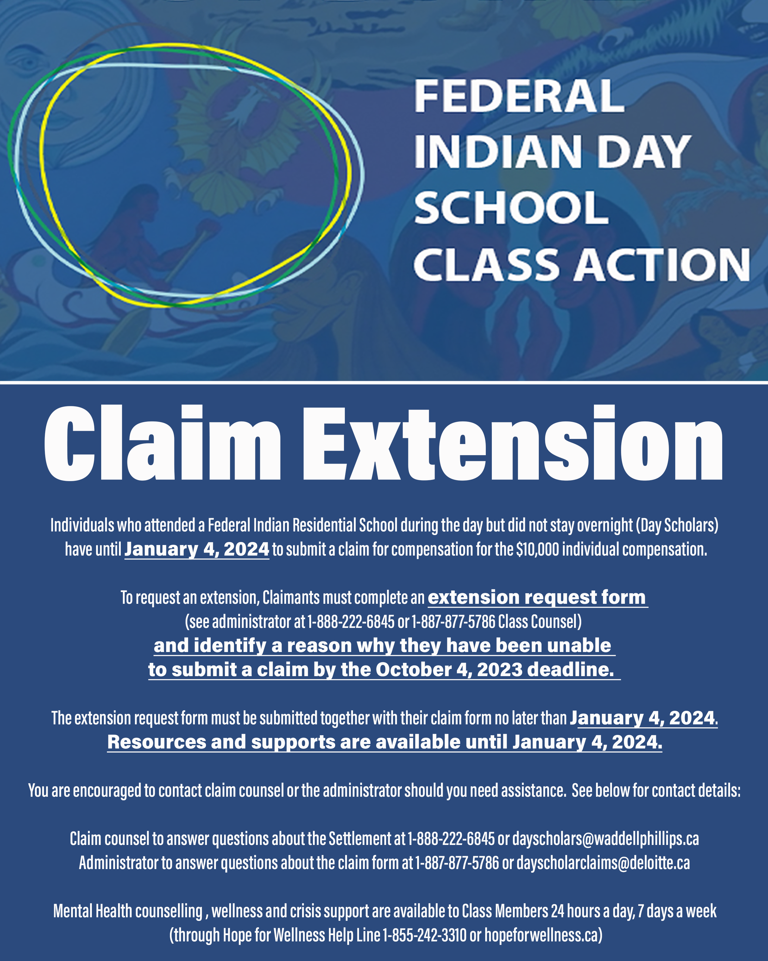 Federal Indian Day School claim period extension