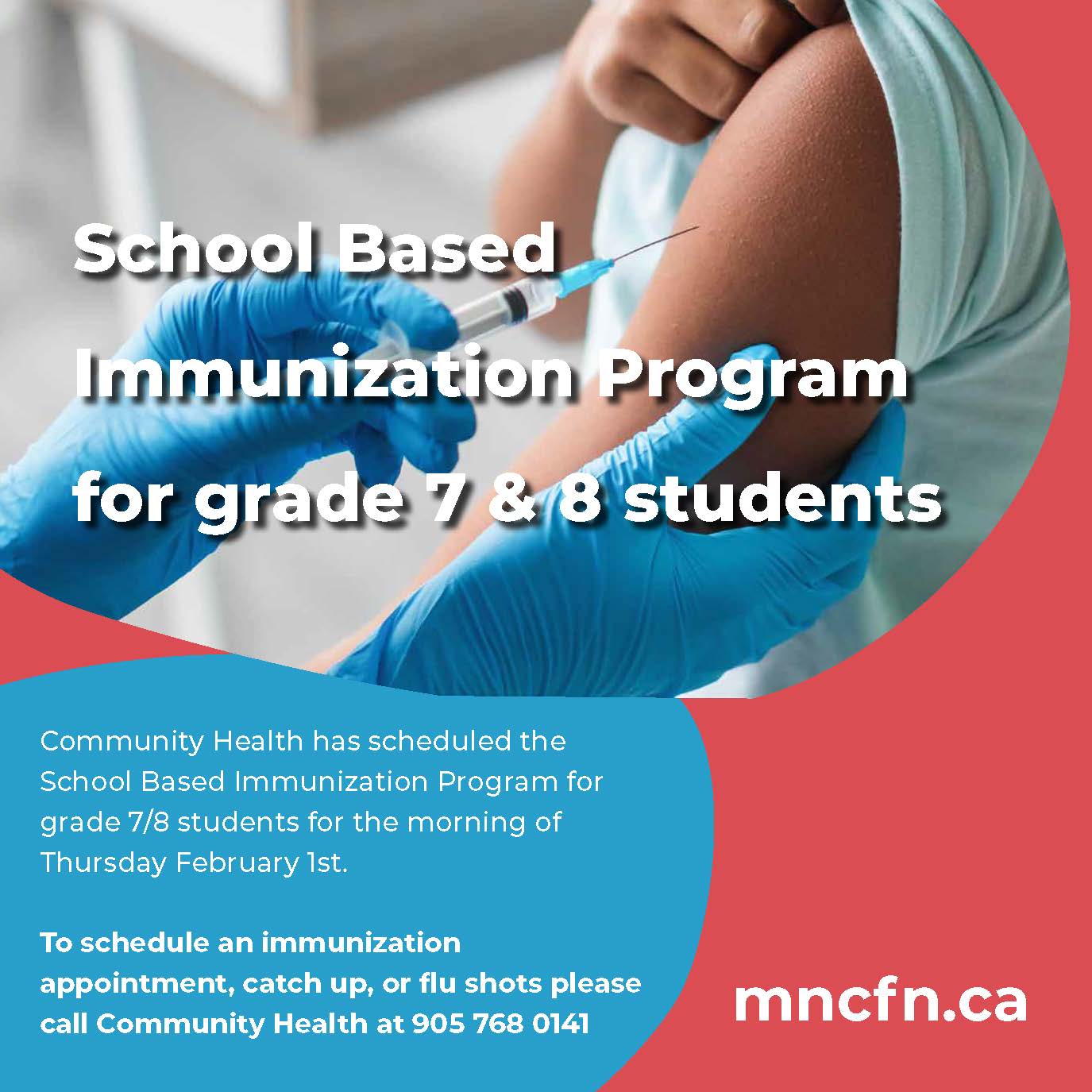 Community Health School Based Immunization Program for grade 7 and 8 students