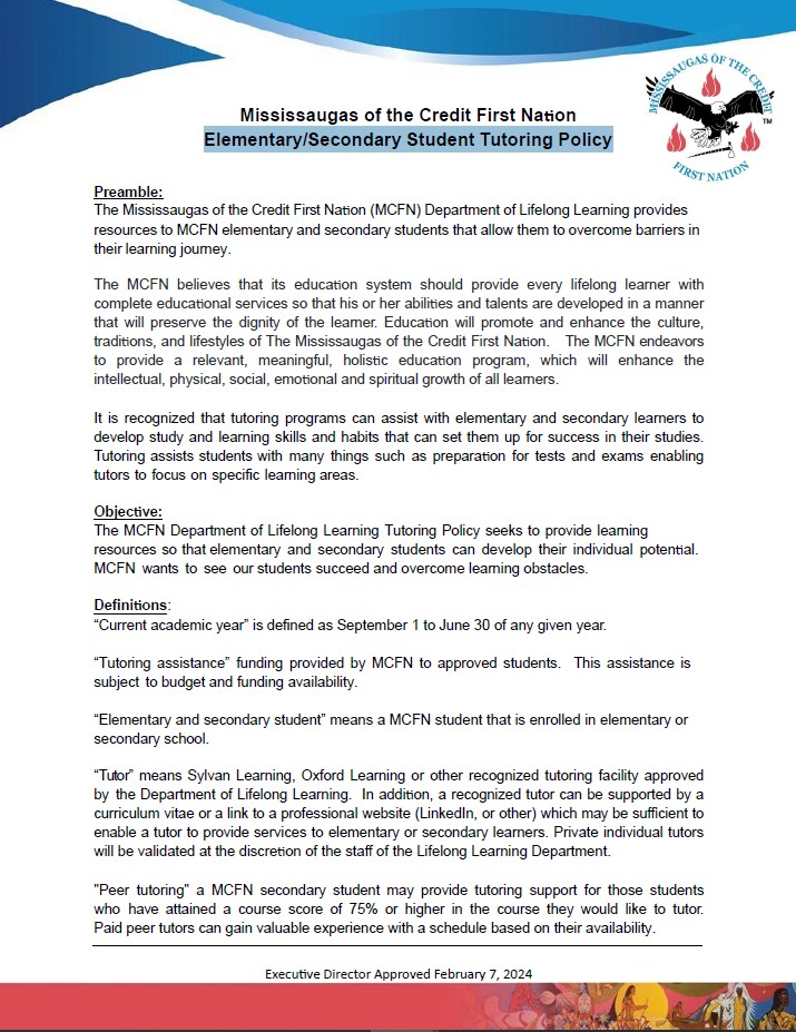 Elementary/Secondary Student Tutoring Policy
