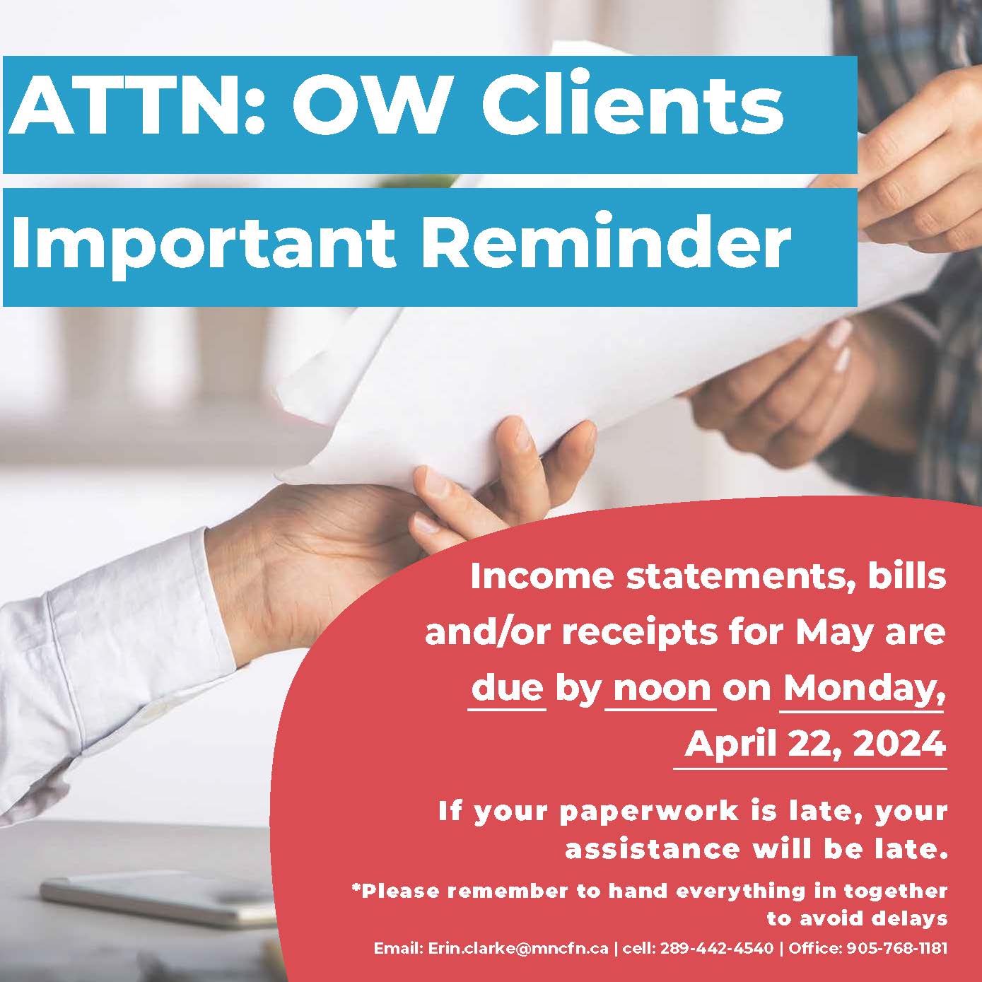Reminder for OW Clients