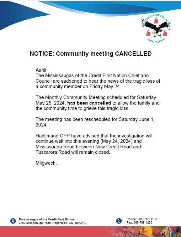 Community Meeting scheduled for May 25, 2024 CANCELLED