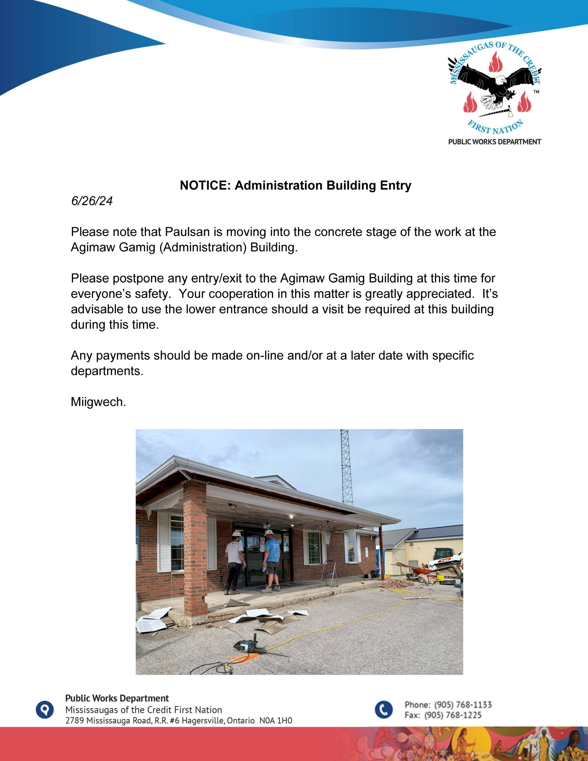 Notice: Admin Building entry