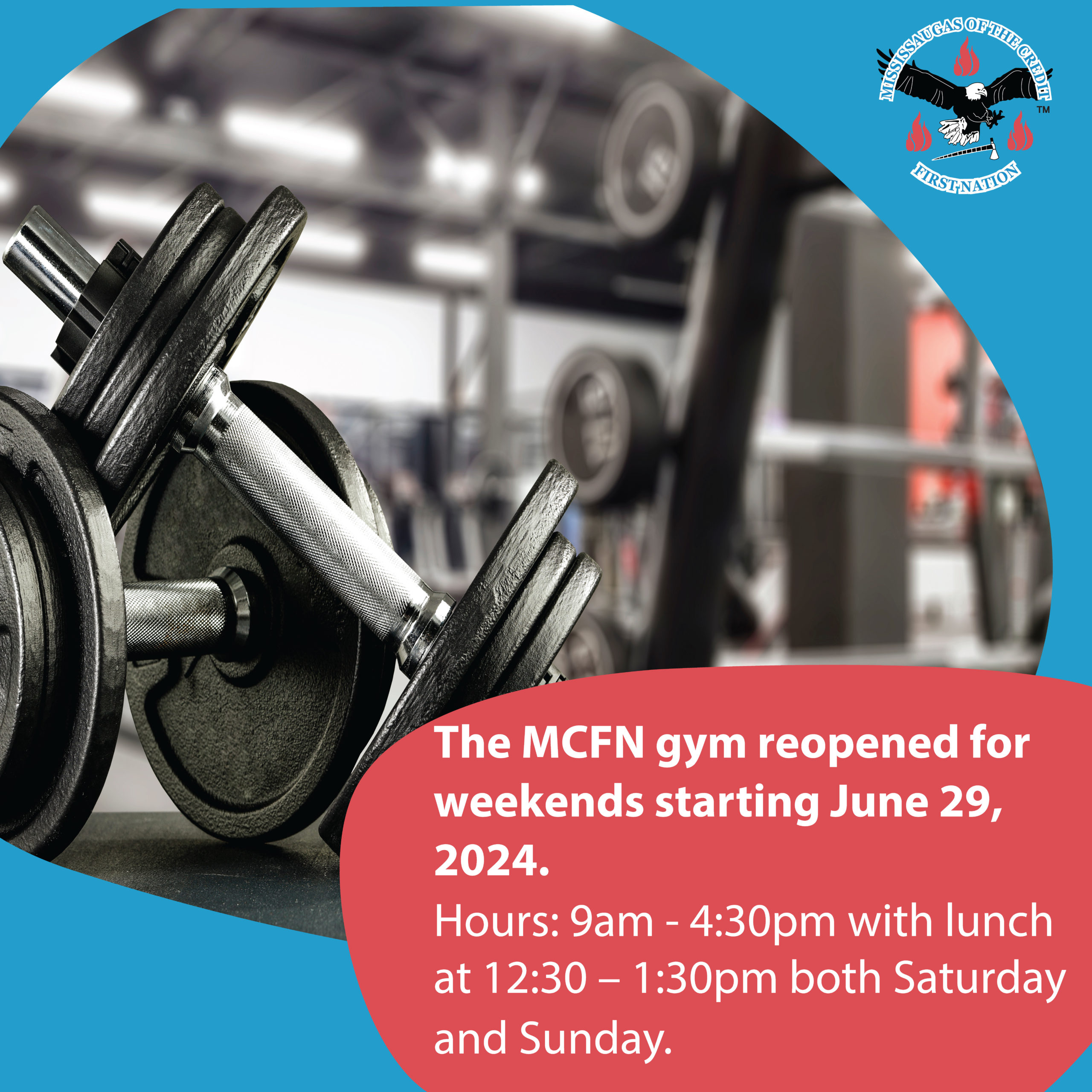 MCFN gym is open weekends!
