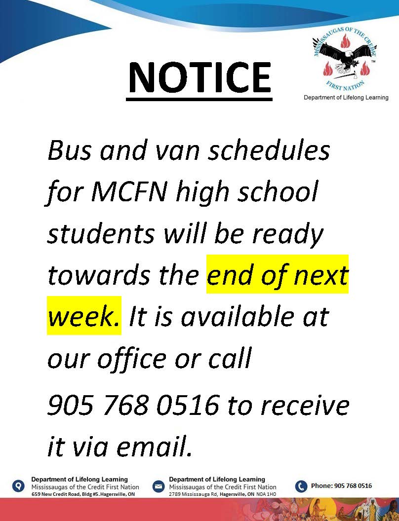 Student bus and van schedule