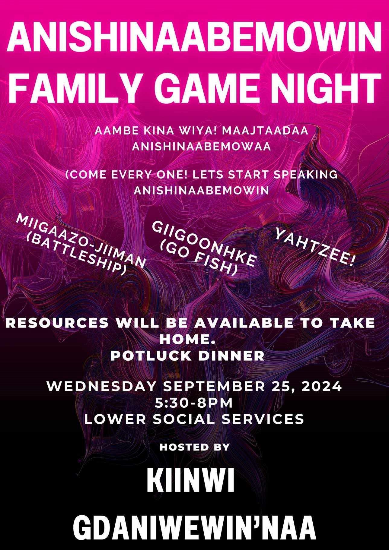 Anishinaabemowin Family Game Night