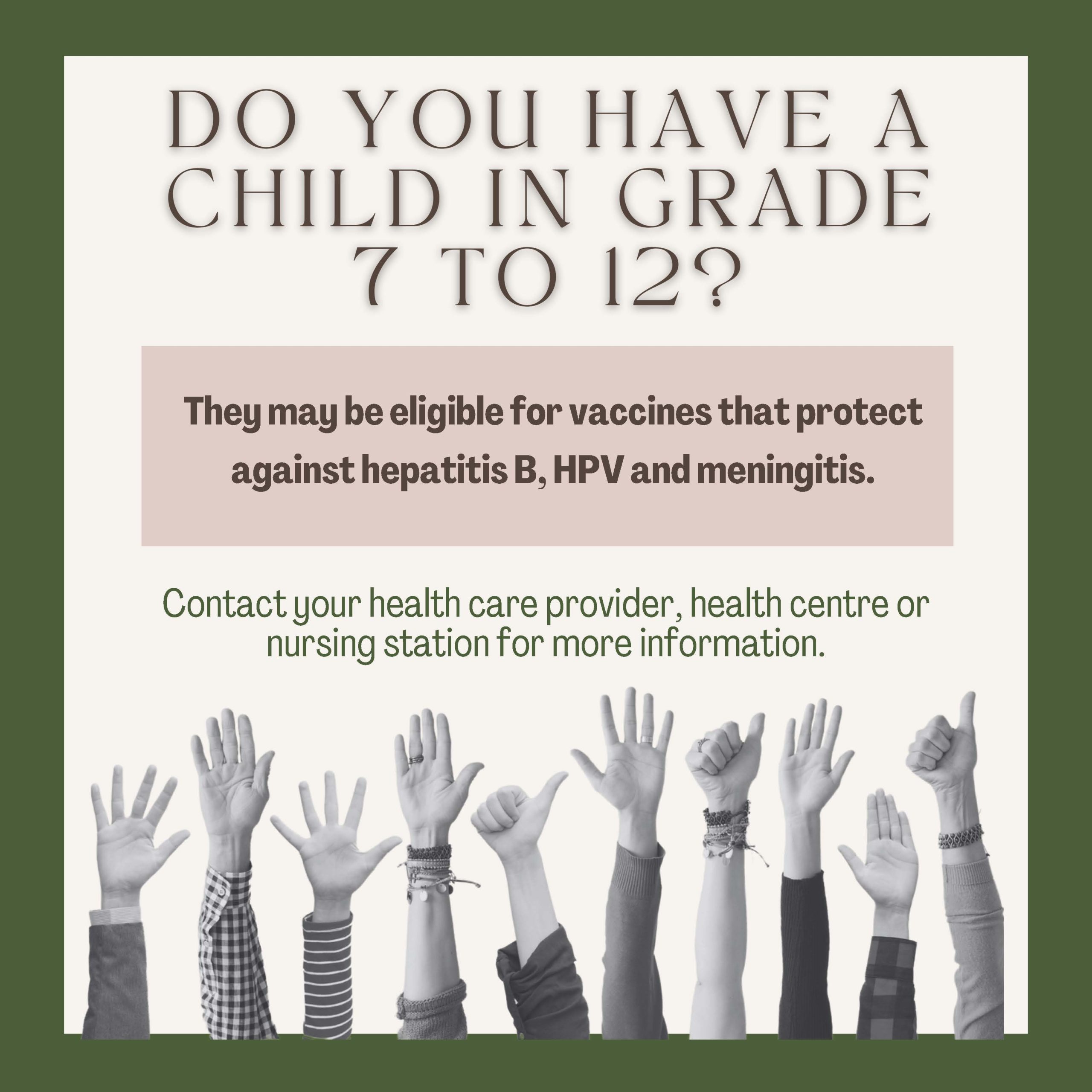 Vaccines for student sin Grade 7 to 12