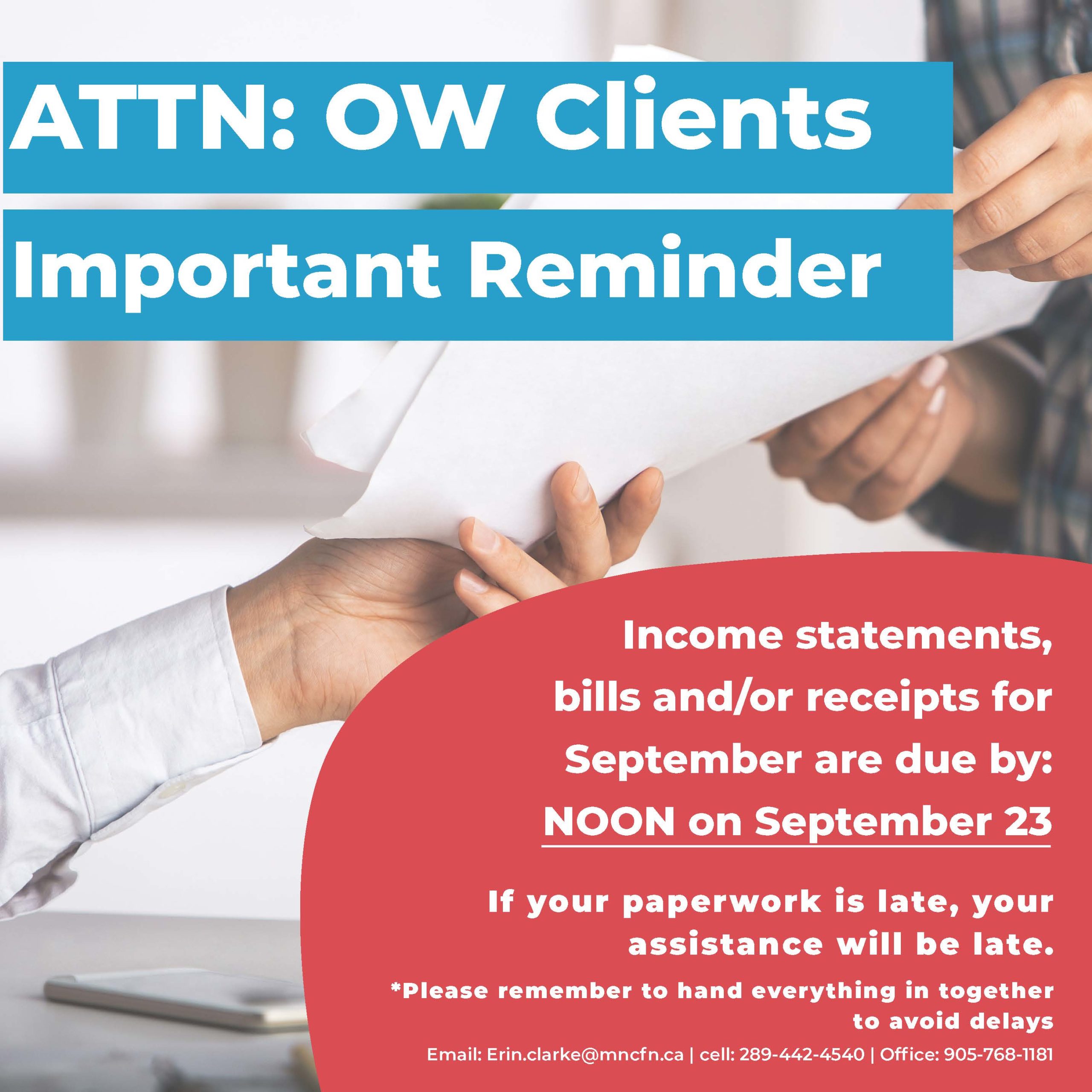 Reminder for OW Clients