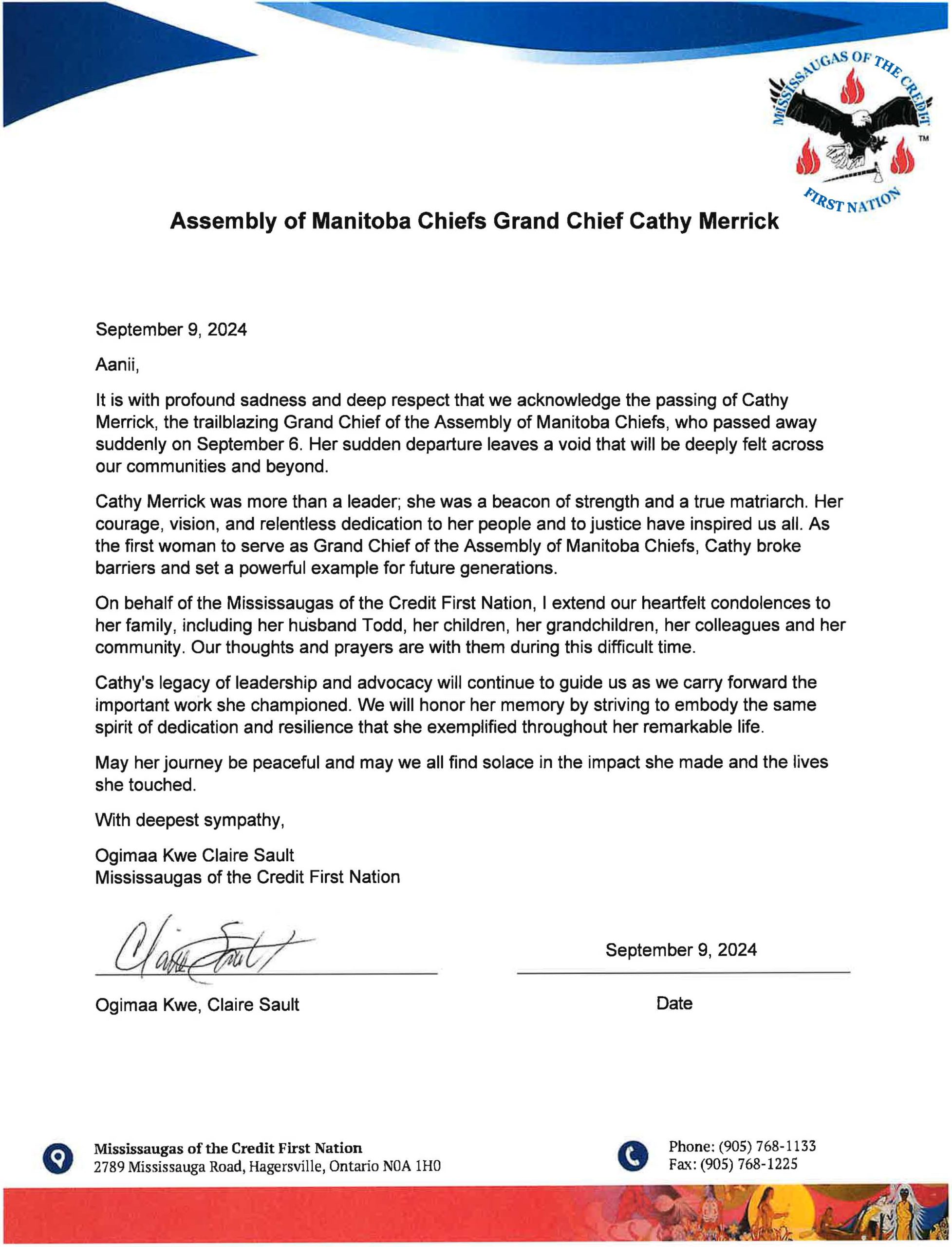 Assembly of Manitoba Chiefs Grand Chief Cathy Merrick