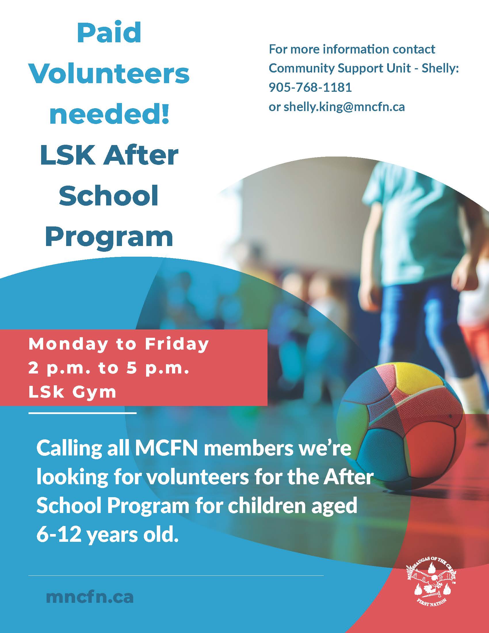 Paid volunteers needed for LSK After School Program