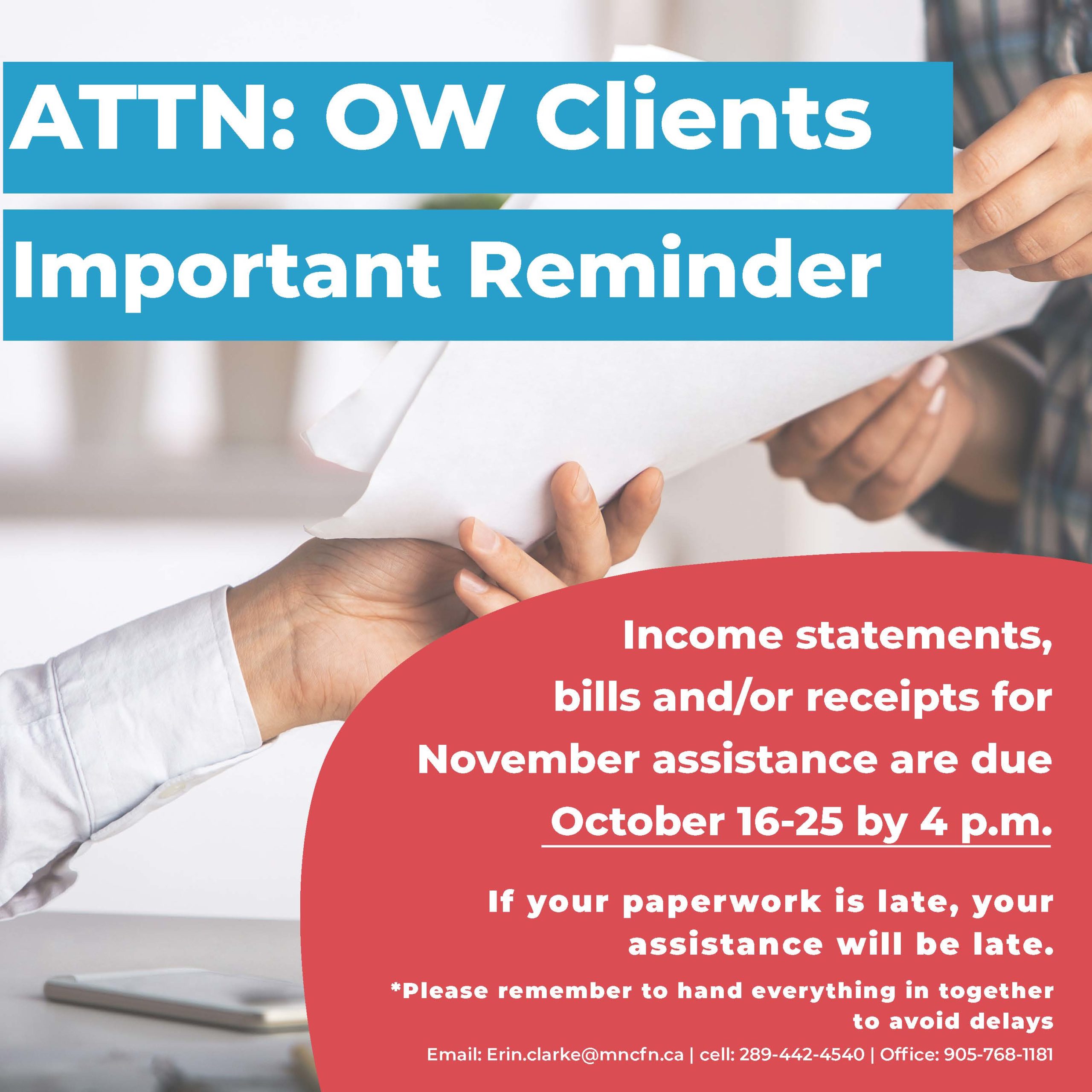 OW clients: November Assistant Paperwork Due