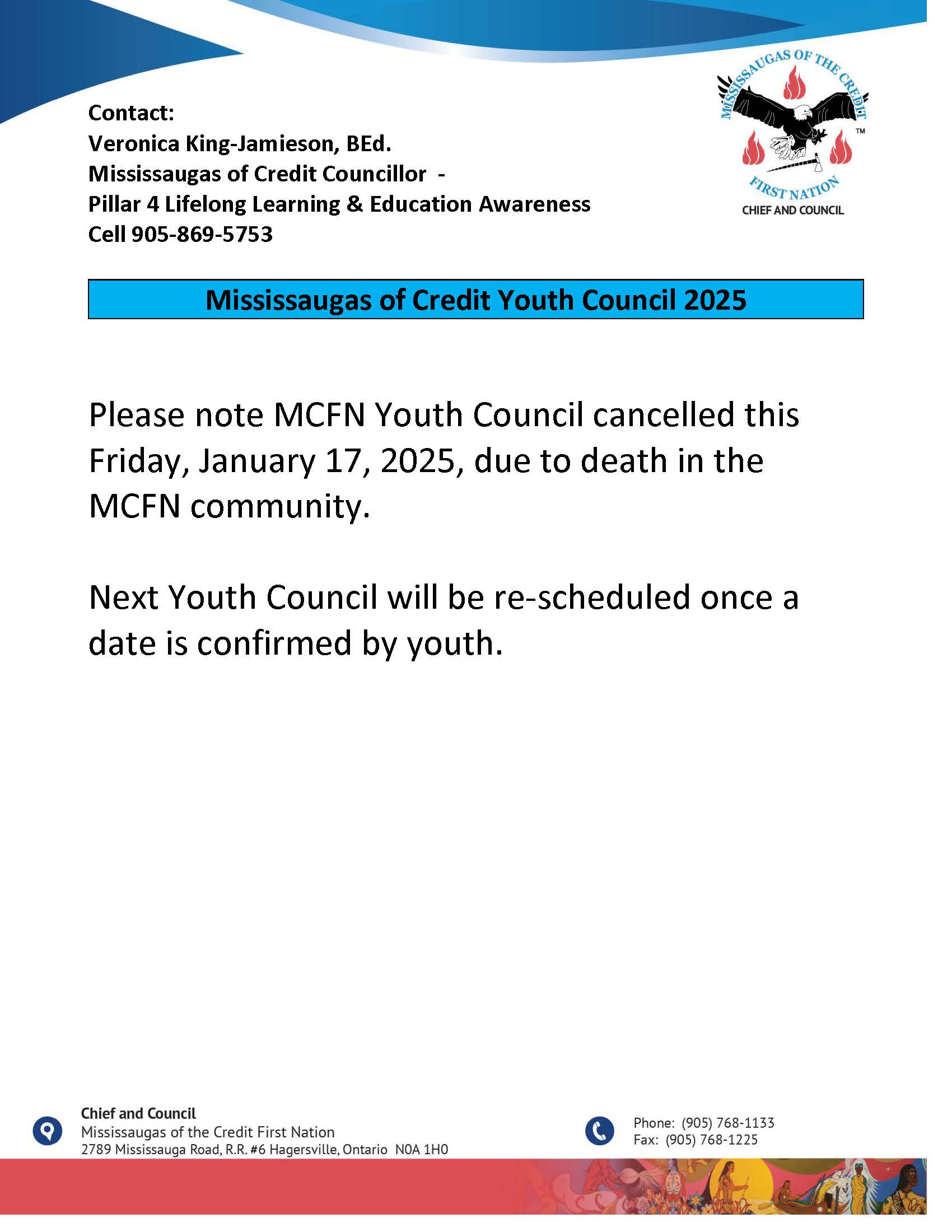 Youth Council meeting cancelled