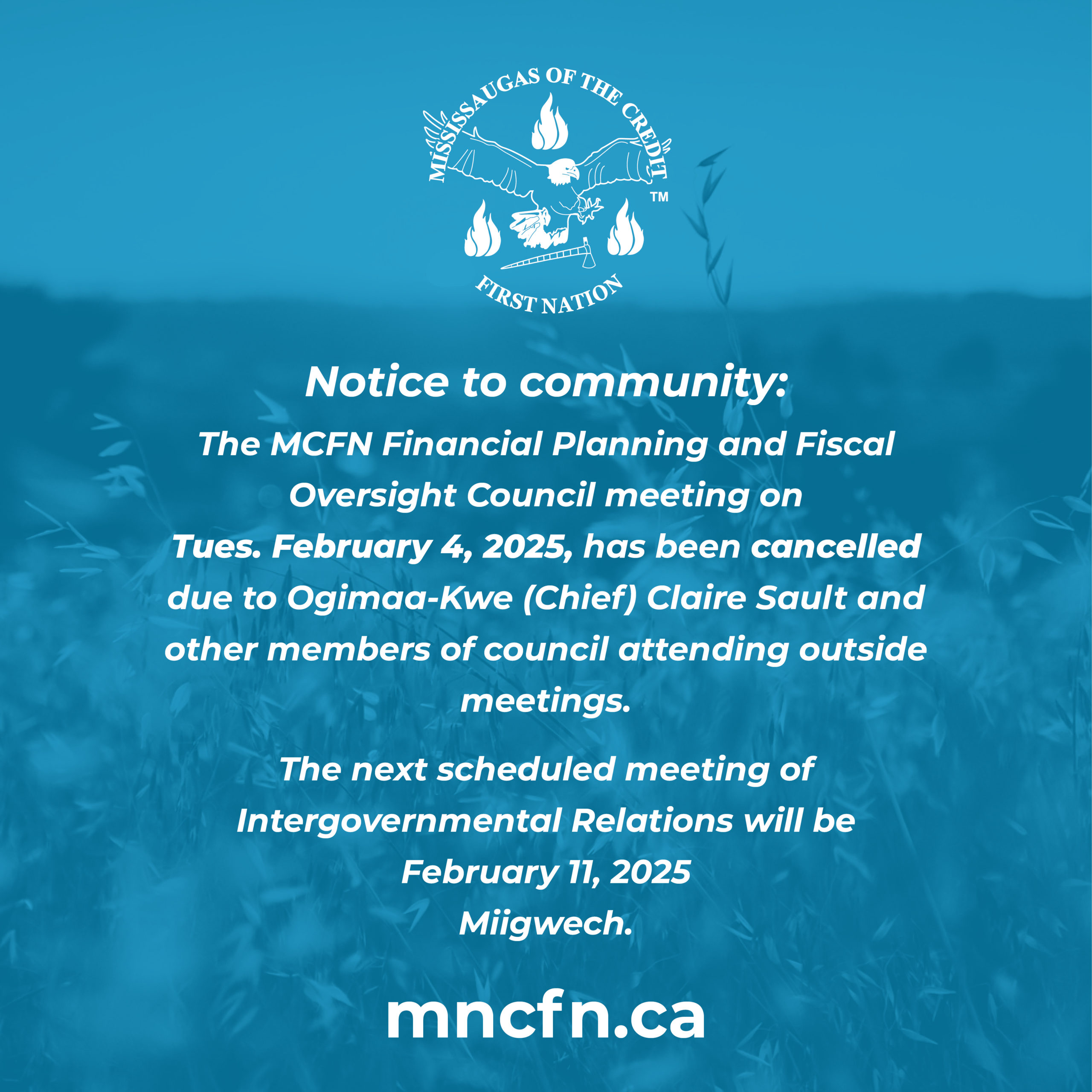 MCFN council meeting cancelled Feb. 4