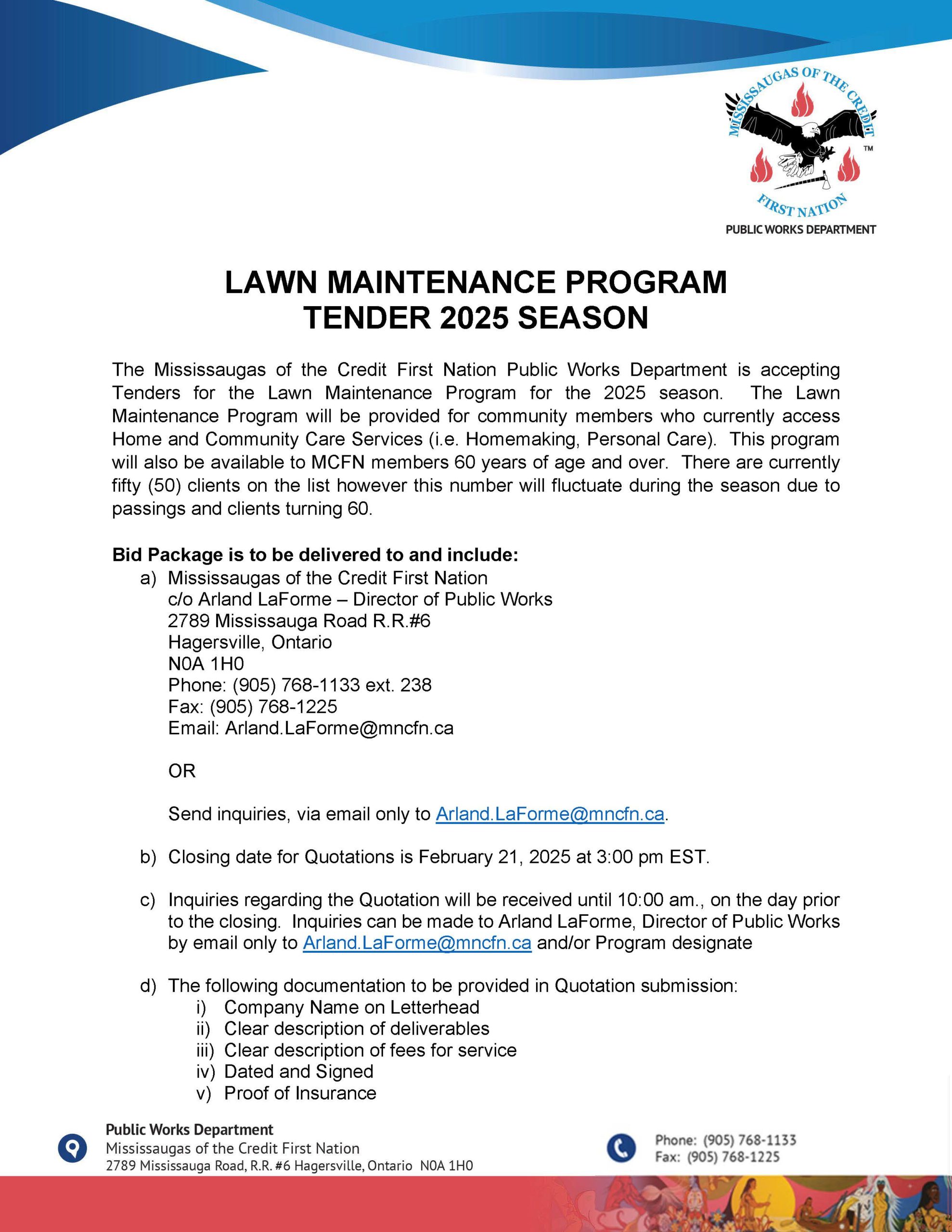 Lawn Maintenance Program Tender 2025 Season