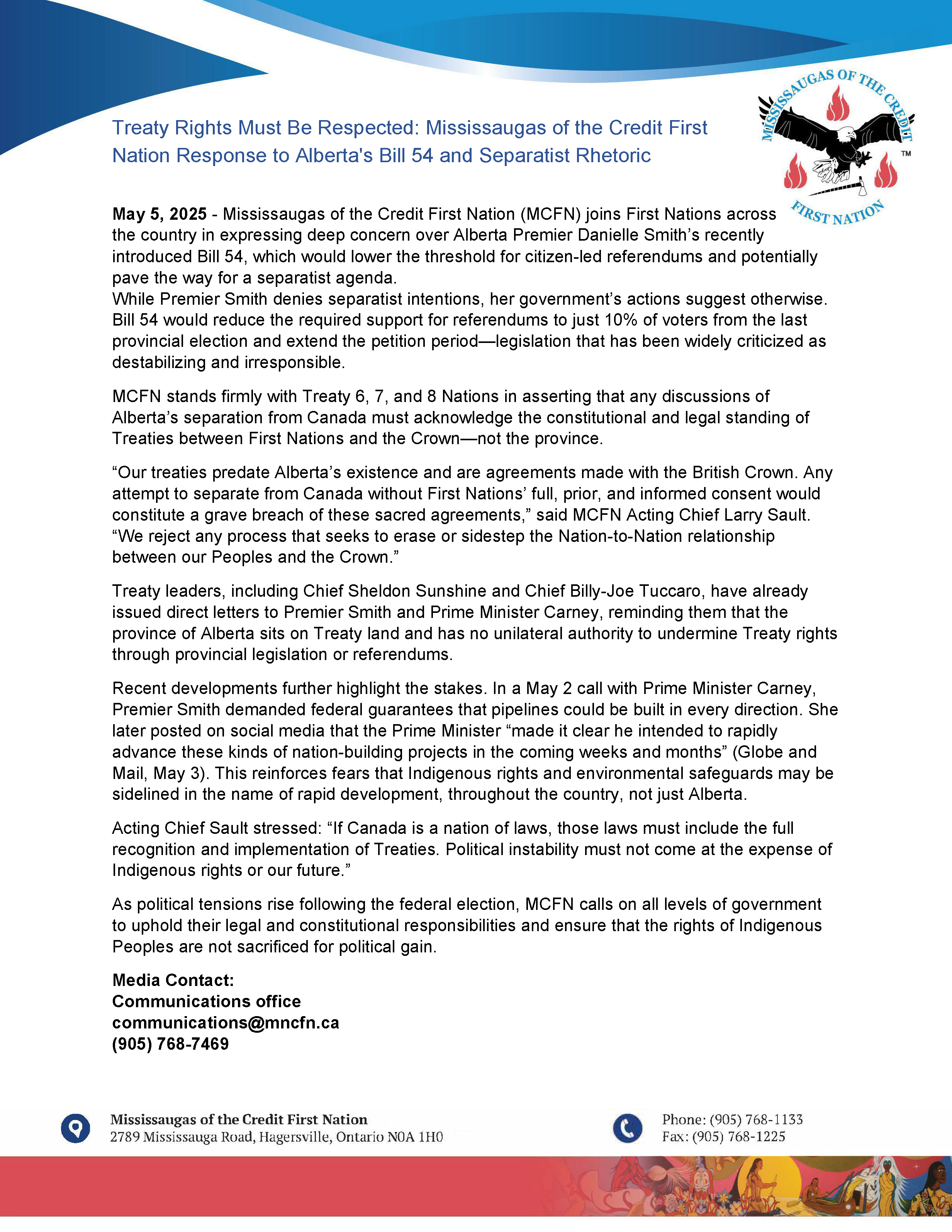MCFN Response to Alberta’s Bill 54 and Separatist Rhetoric