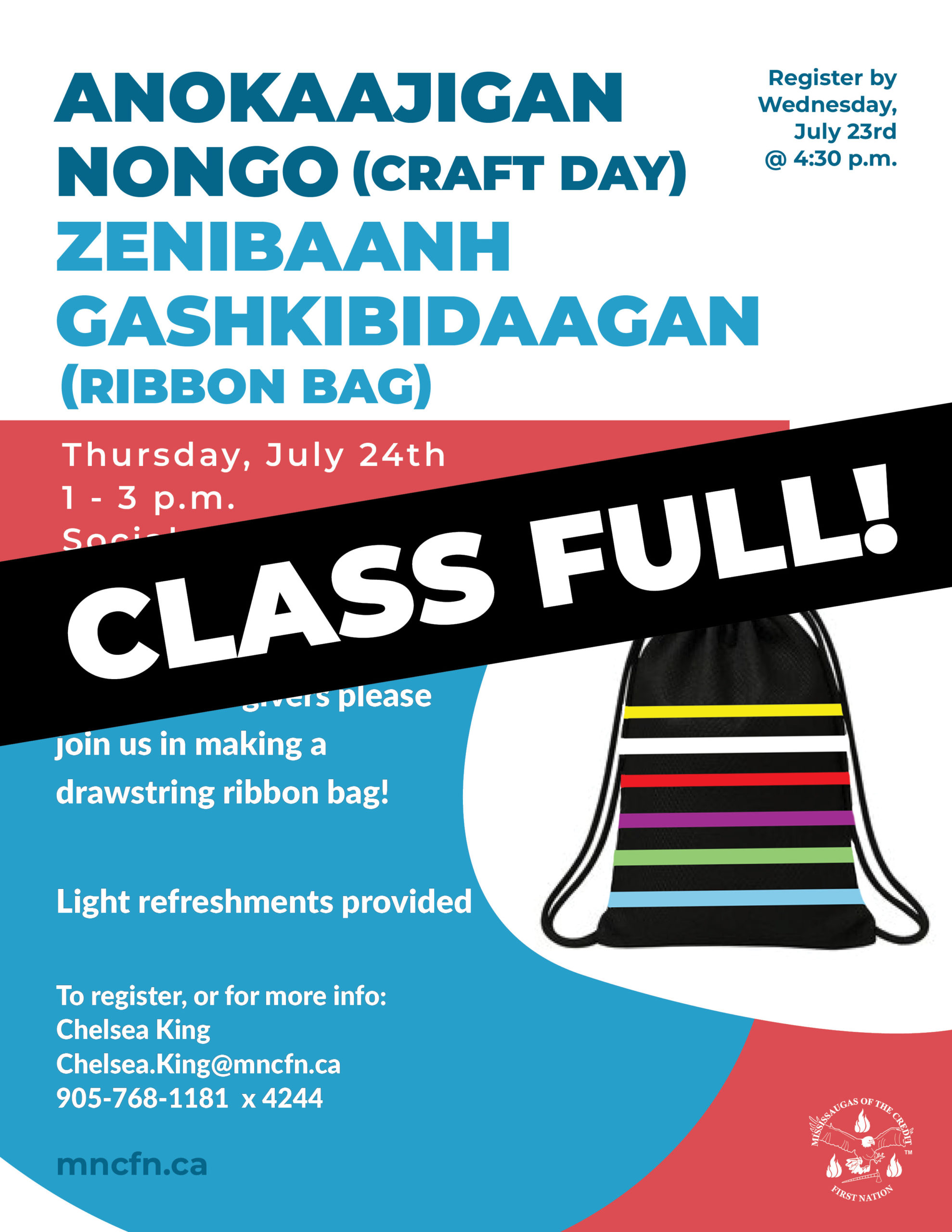 Anokaajigan Nongo (Craft Day) – Zenibaanh Gashkibidaagan (Ribbon Bag)