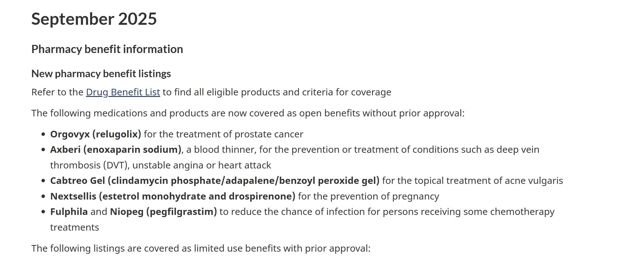 NIHB (Non-Insured Health Benefits) Program Update