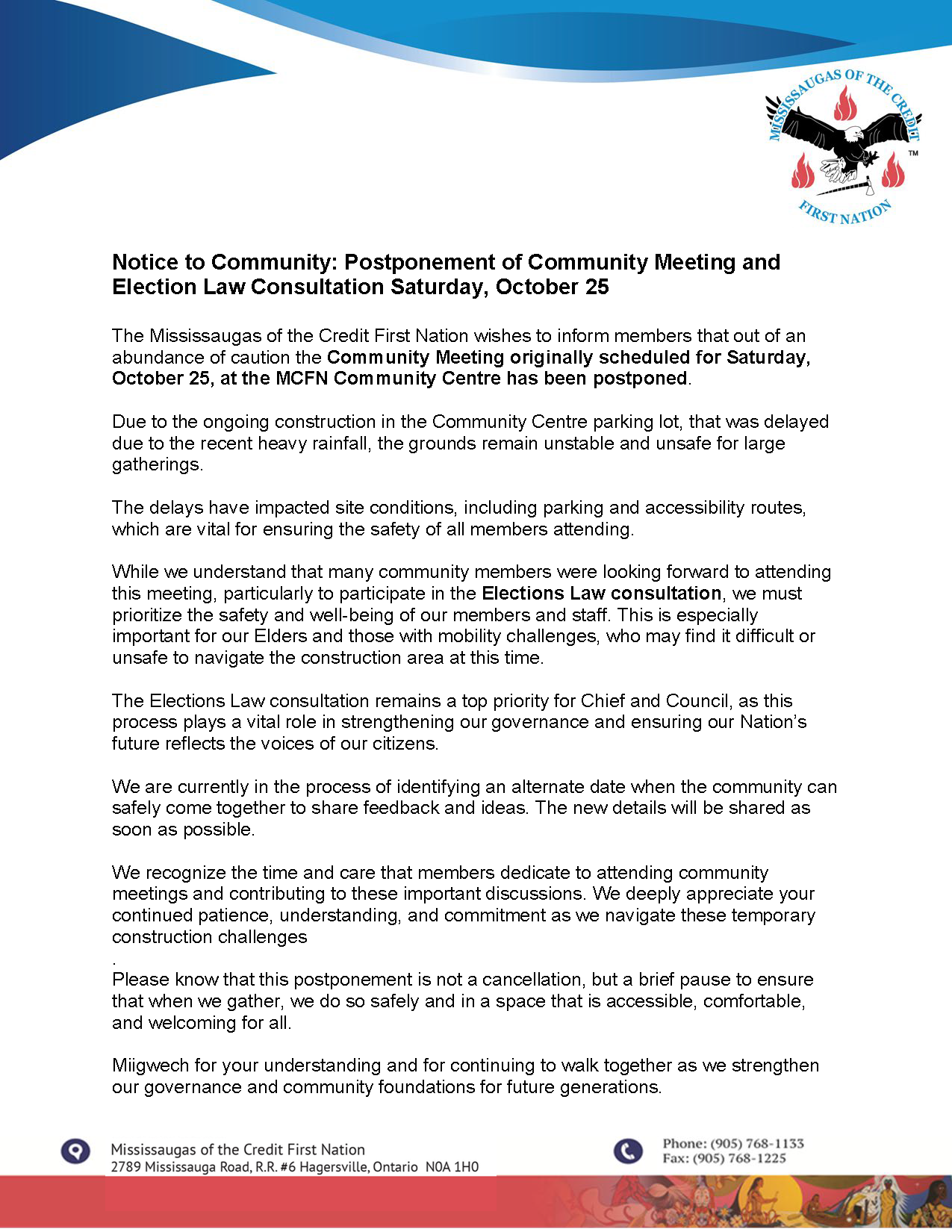 Community Meeting and Elections Law Consultation Saturday, October 25 POSTPONED