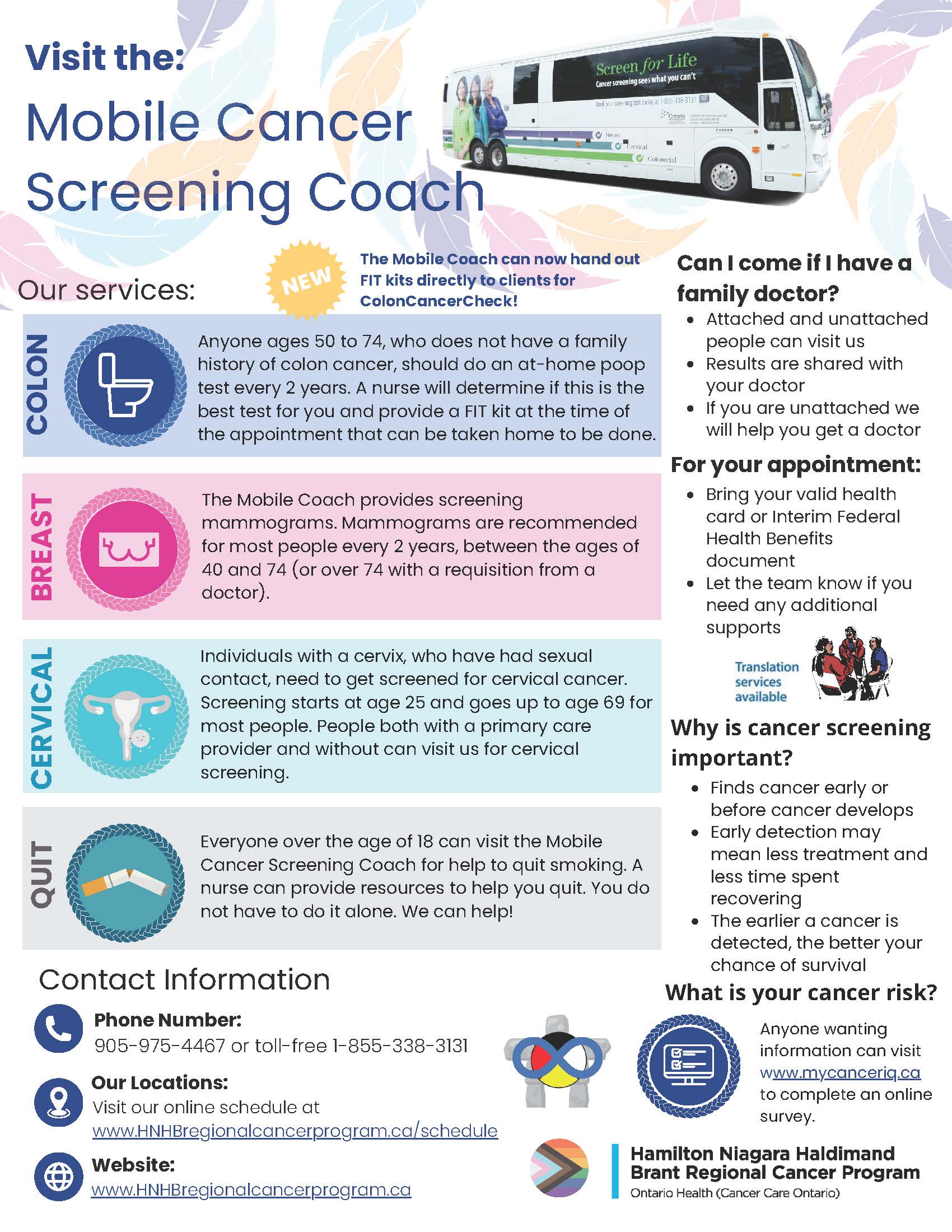 The Mobile Cancer Screening Coach Schedule for November