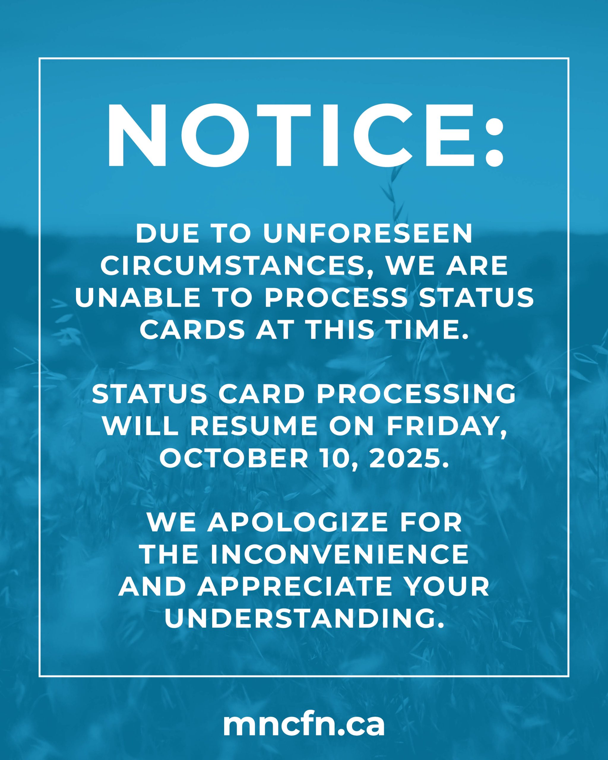 Status Card Processing Temporarily Unavailable