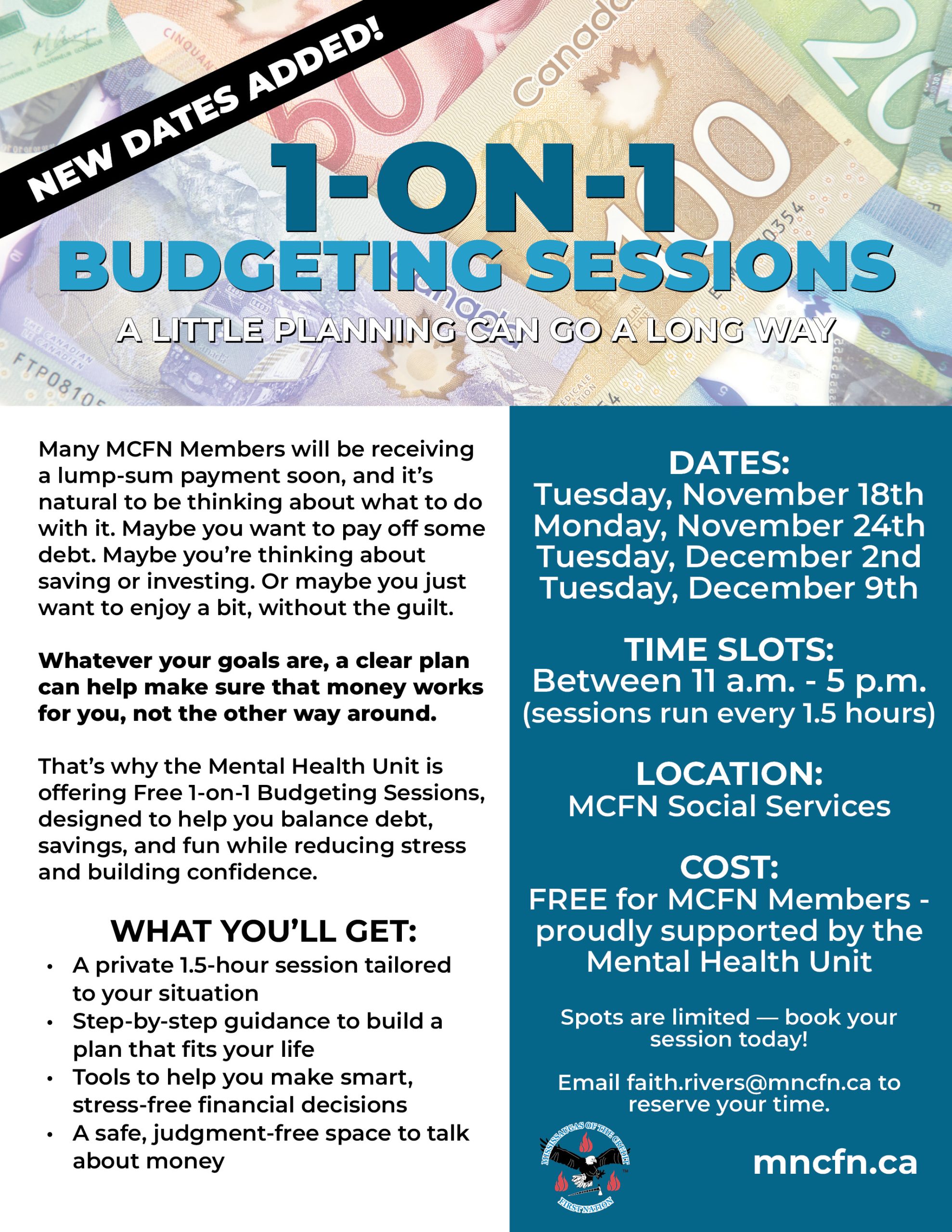 1-on-1 Budgeting Sessions –  New Session Dates Added for November & December!