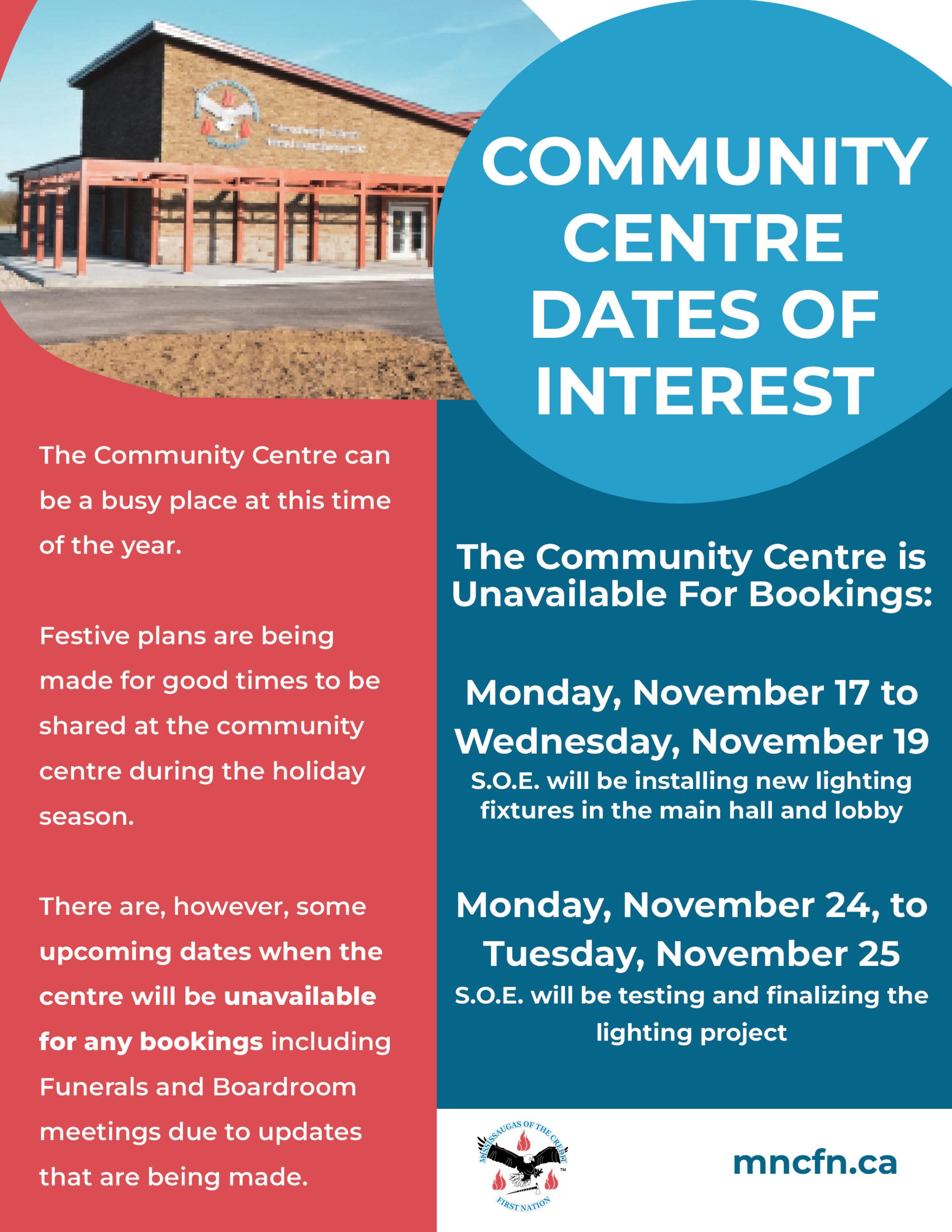 Community Centre Dates of Interest