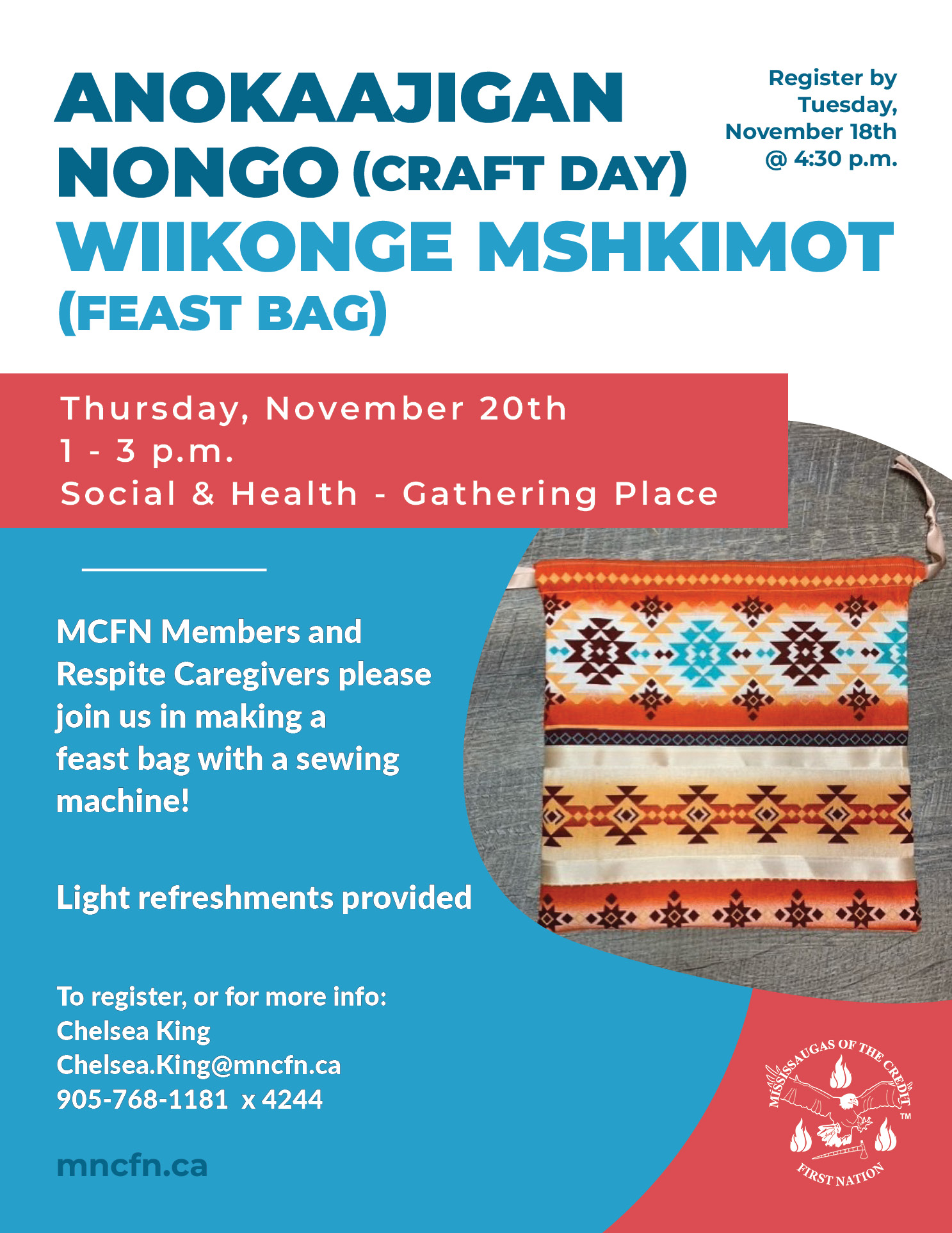 Anokaajigan Nongo (Craft Day) – Wiikonge Mshkimot (Feast Bag)