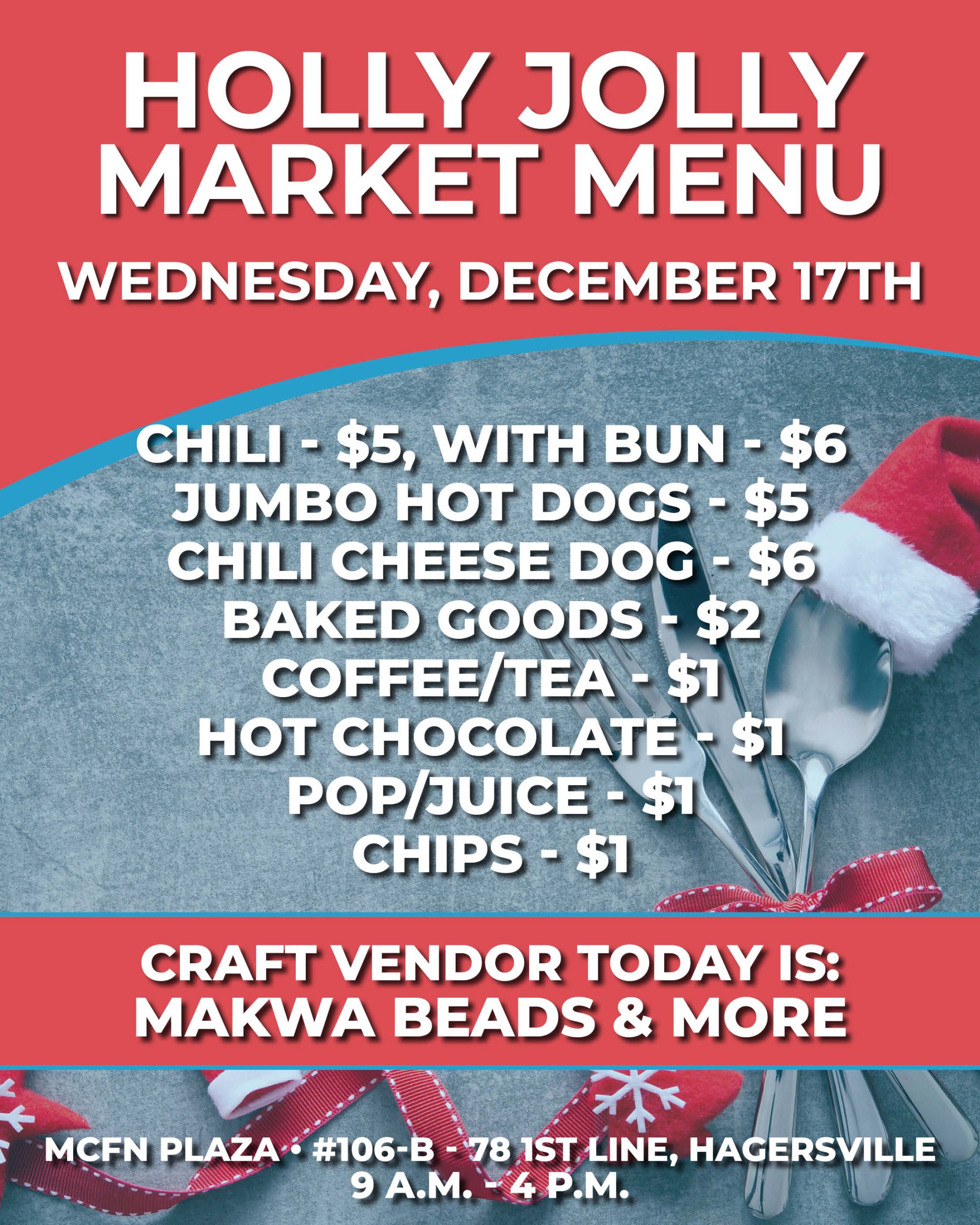 Holly Jolly Market Menu for Wednesday, December 17th