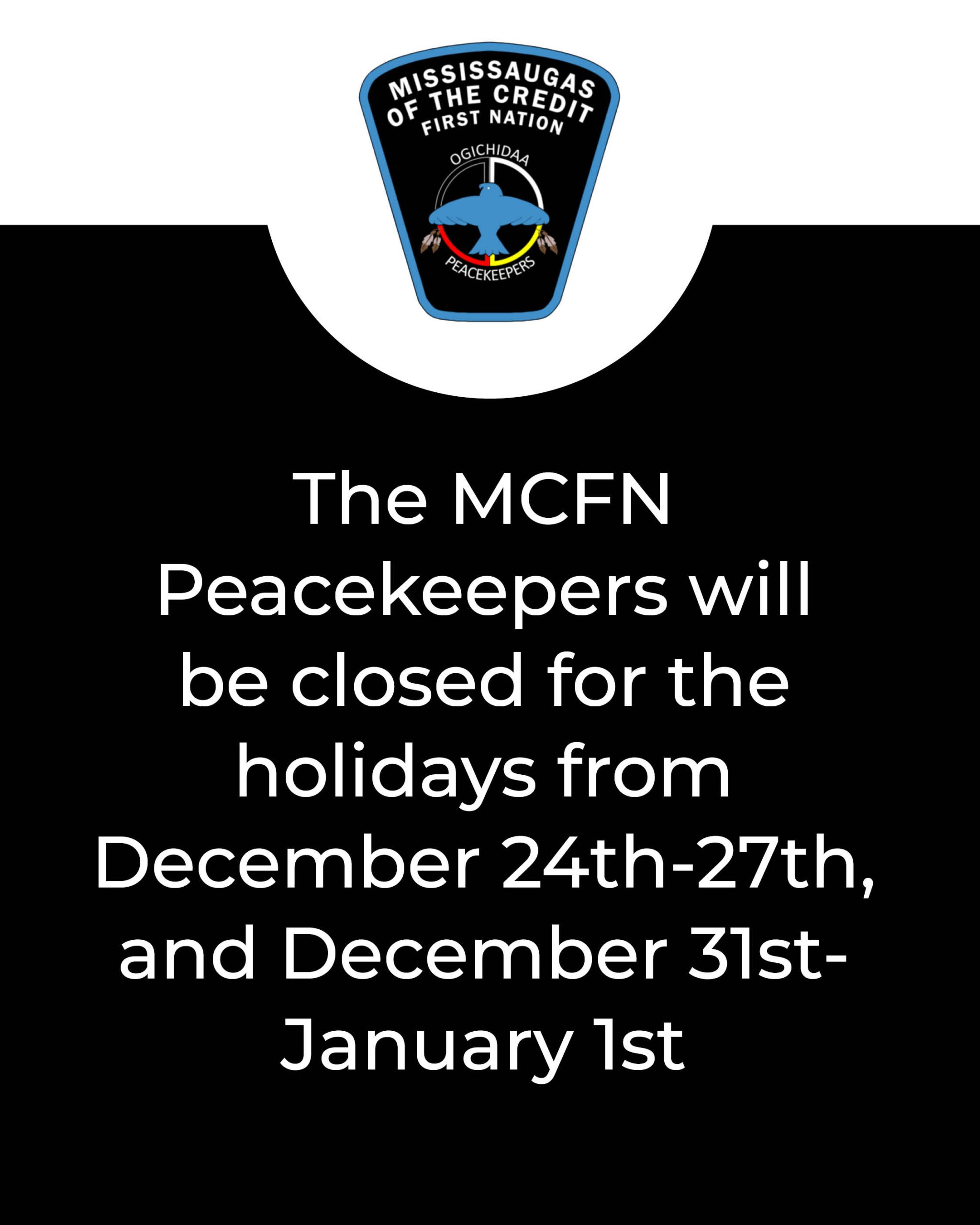 Peacekeepers Holiday Schedule