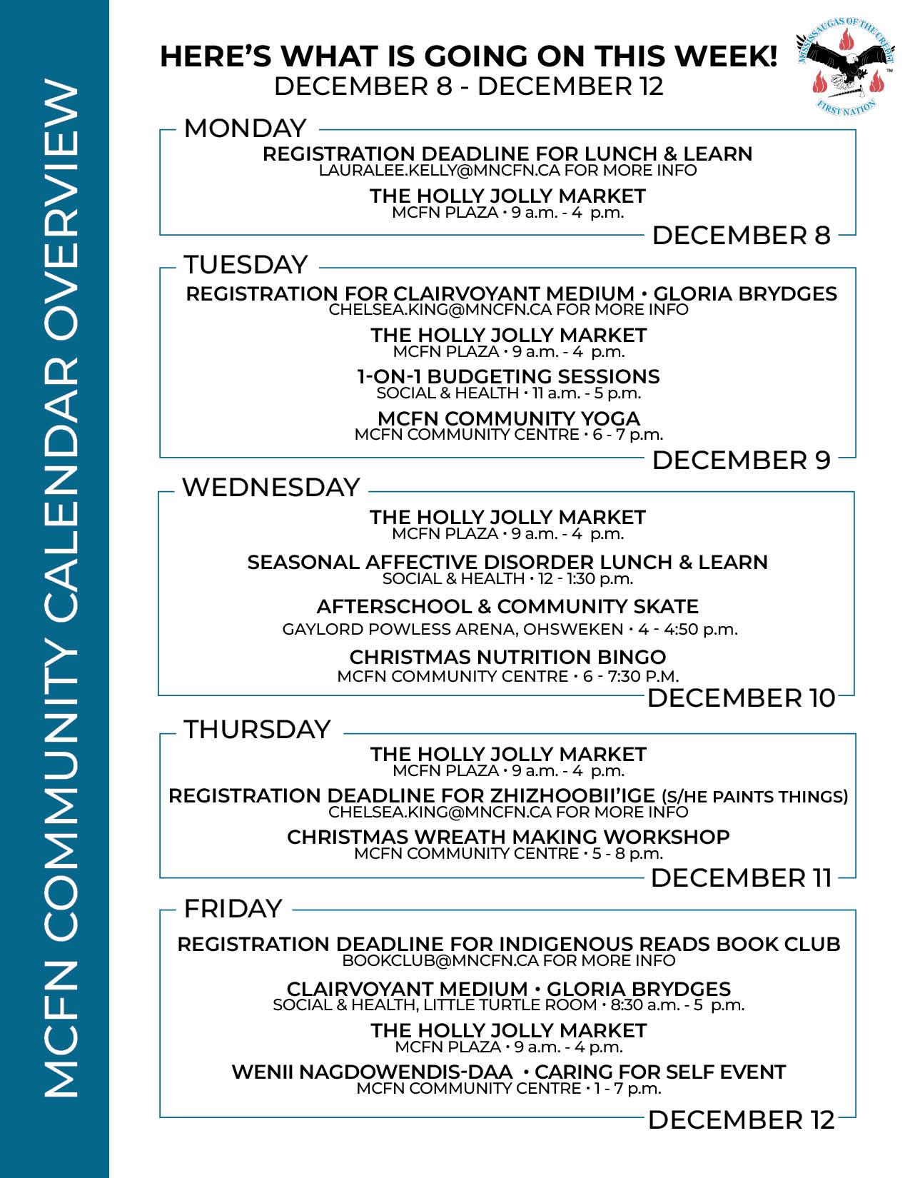 What’s Happening This Week at MCFN – December 8th – 12th