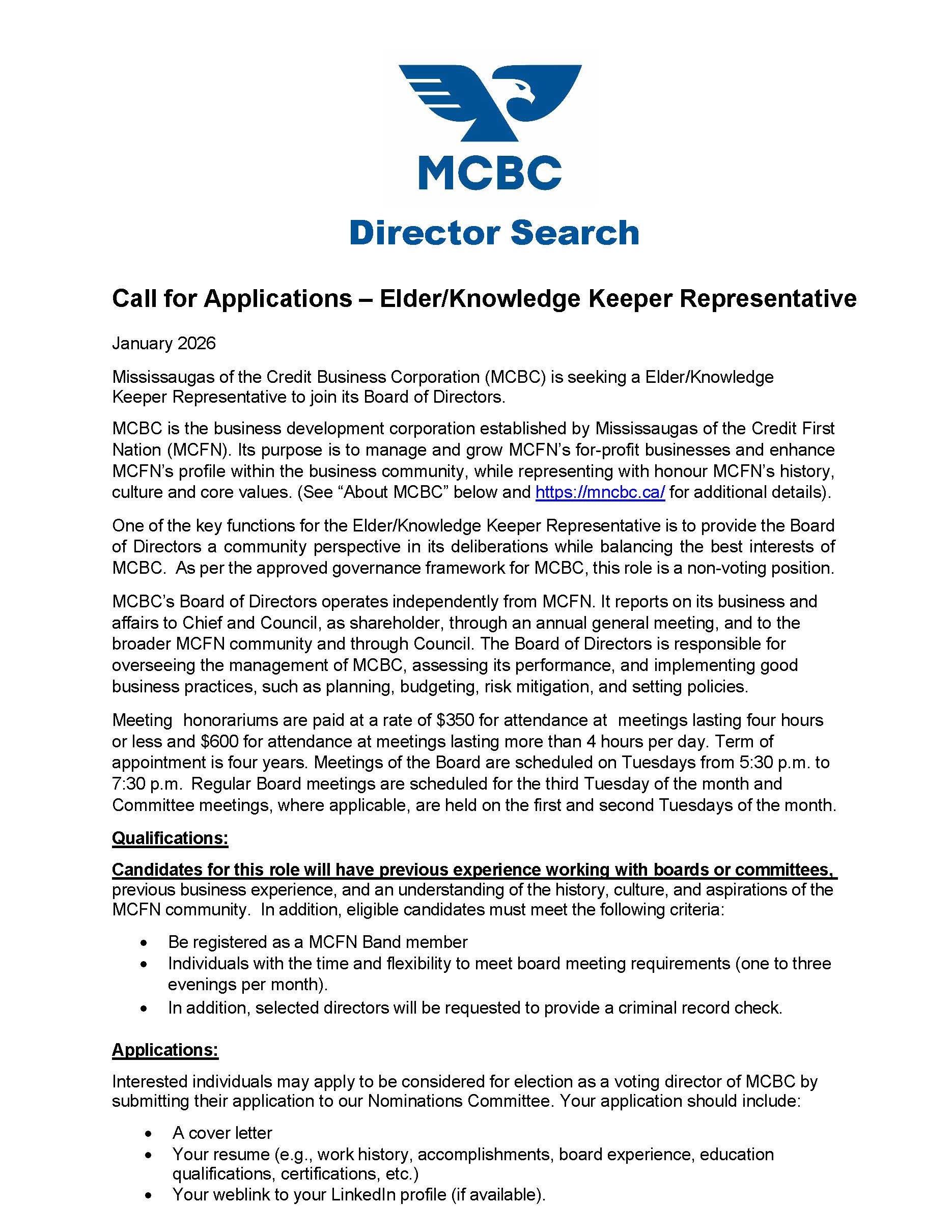 Call for Applications – Elder/Knowledge Keeper