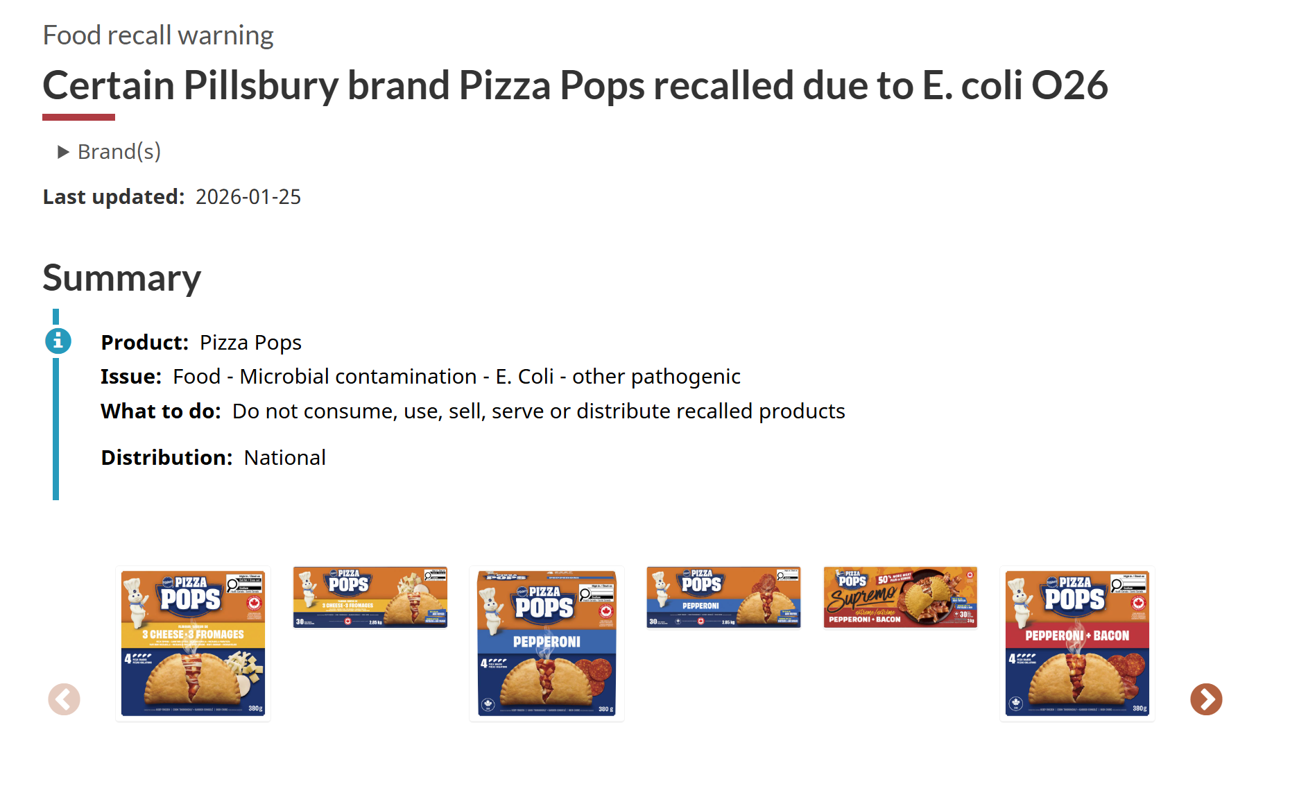  Safety Alert: Food Recall – Pillsbury Pizza Pops