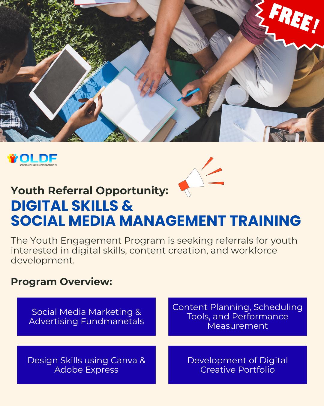Free Digital Skills & Social Media Training for Youth (Ages 13–30)