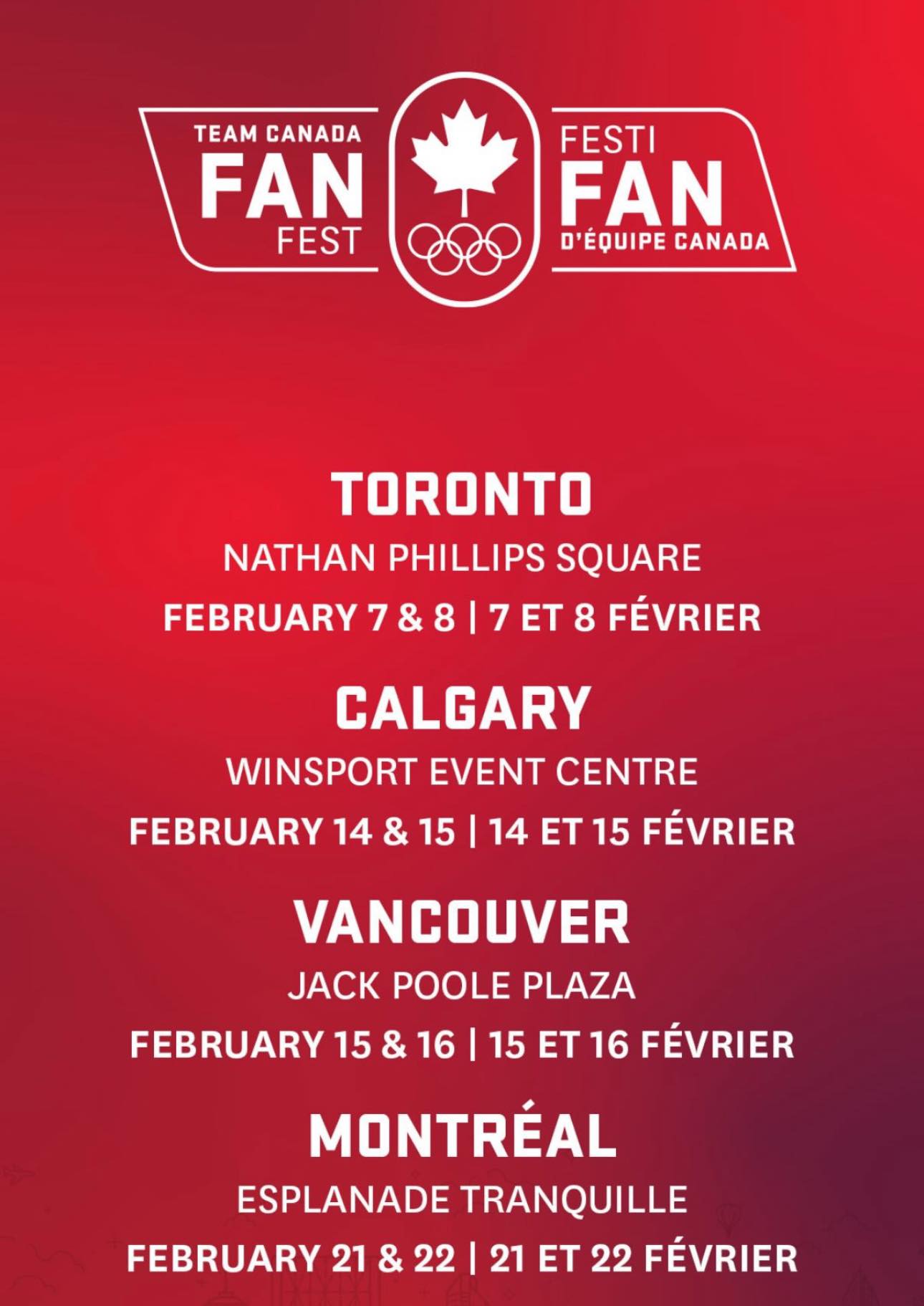 Team Canada FanFest – Skating and Olympic Watch Party This Weekend at Nathan Phillips Square
