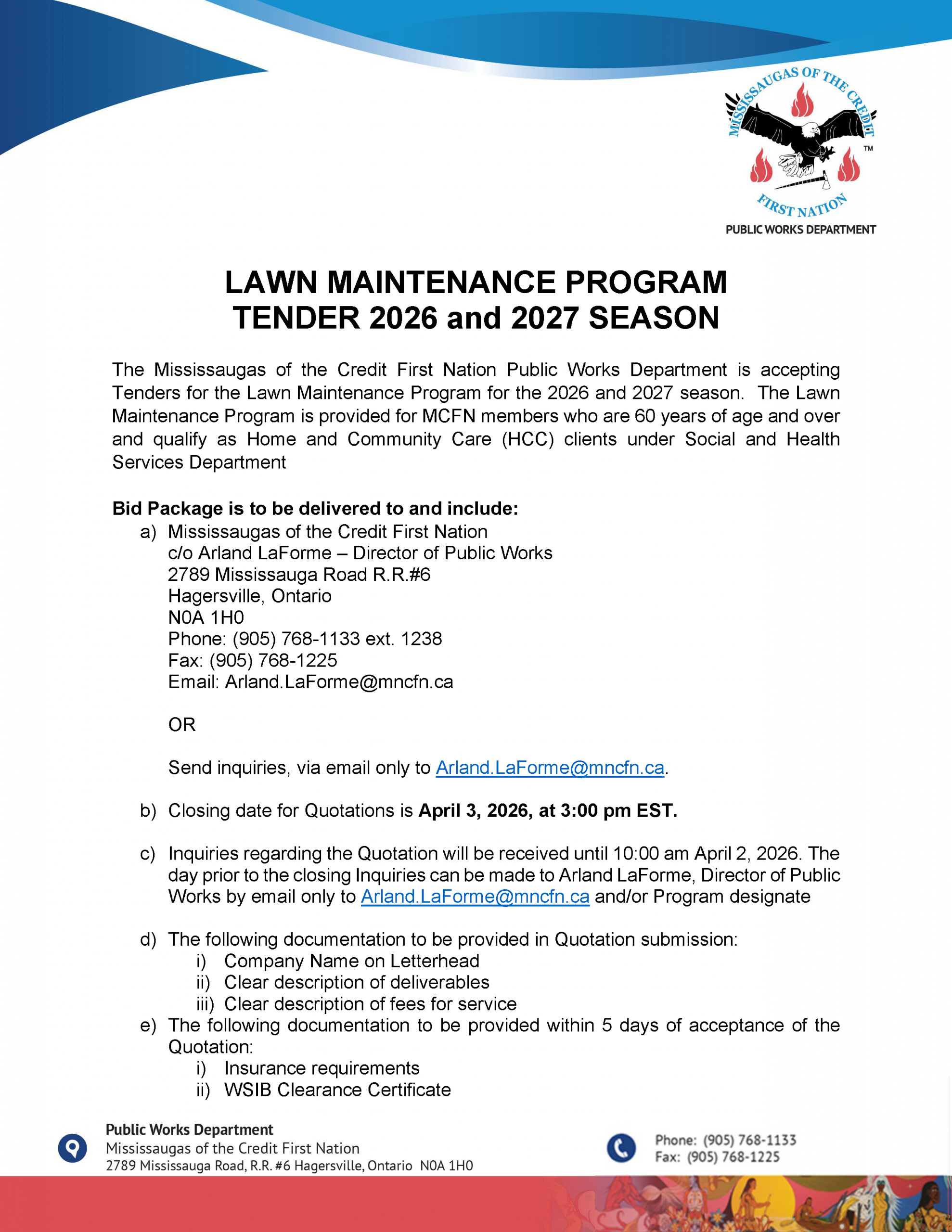 Lawn Maintenance Program Tender 2026/2027 Season