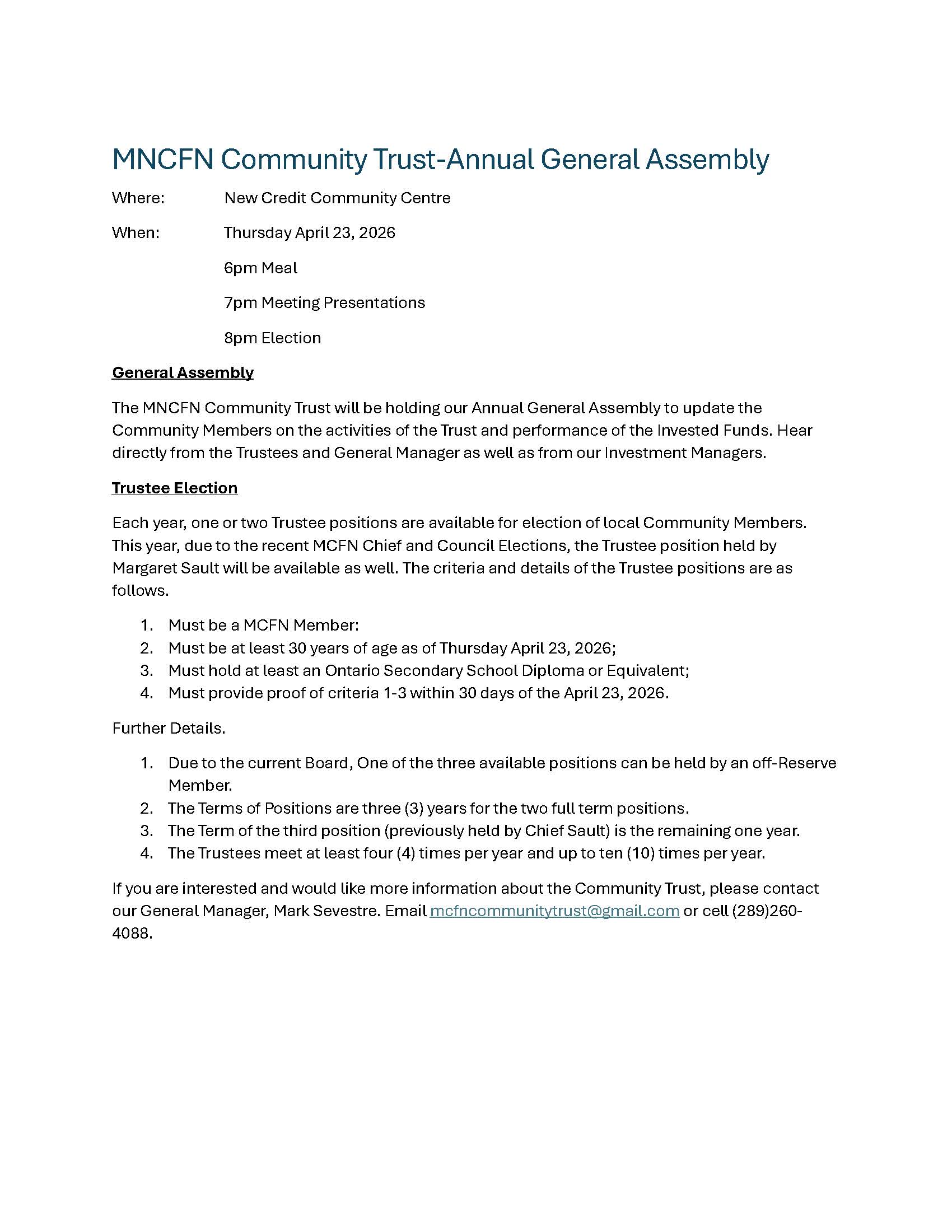 MCFN Community Trust-Annual General Assembly