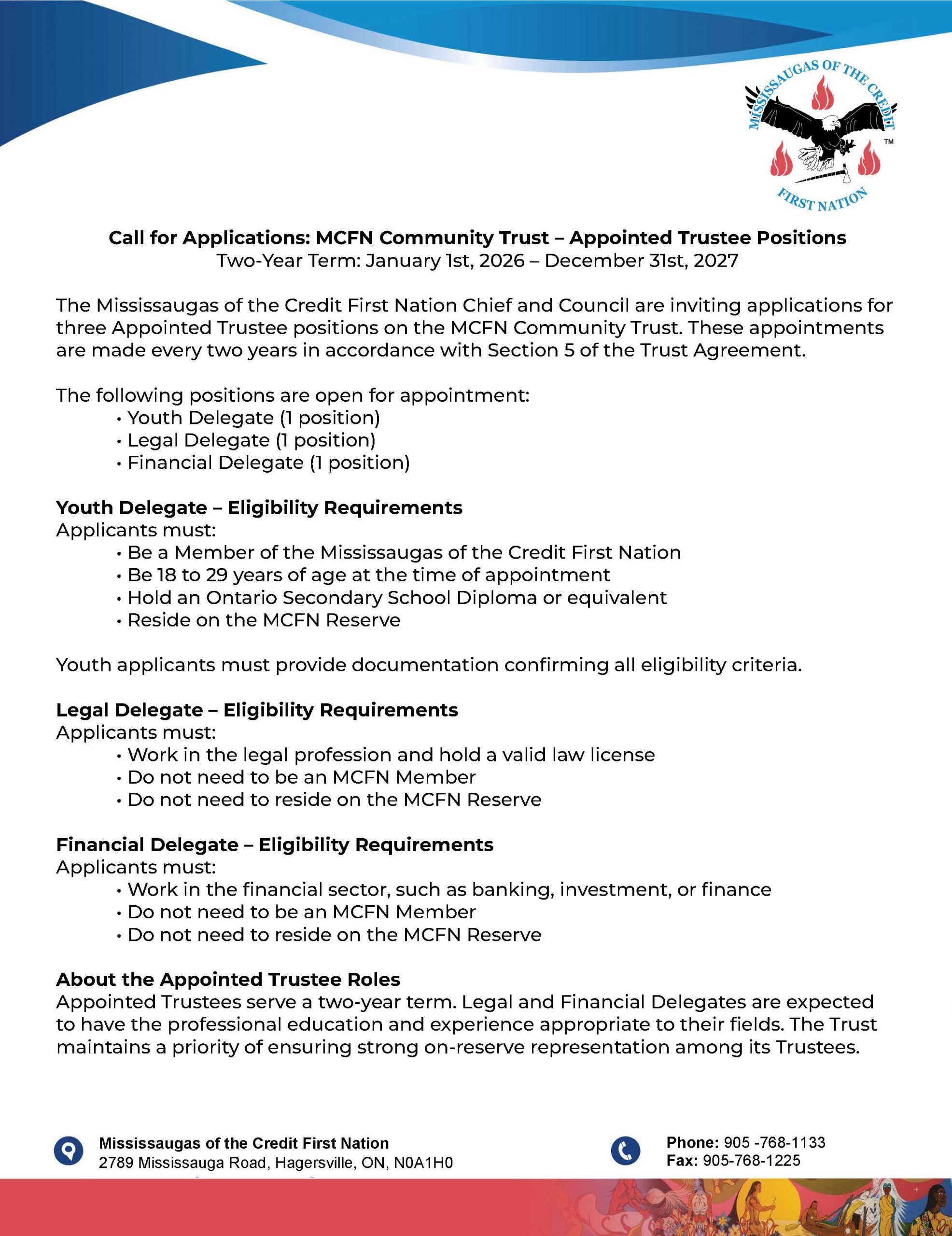 Call for Applications: MCFN Community Trust – Appointed Trustee Positions