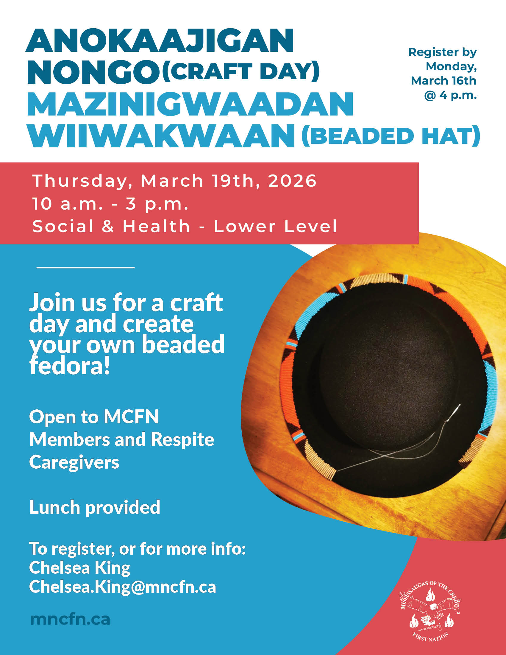 Anokaajigan Nongo (Craft Day) – Mazinigwaadan Wiiwakwaan (Beaded Hat)