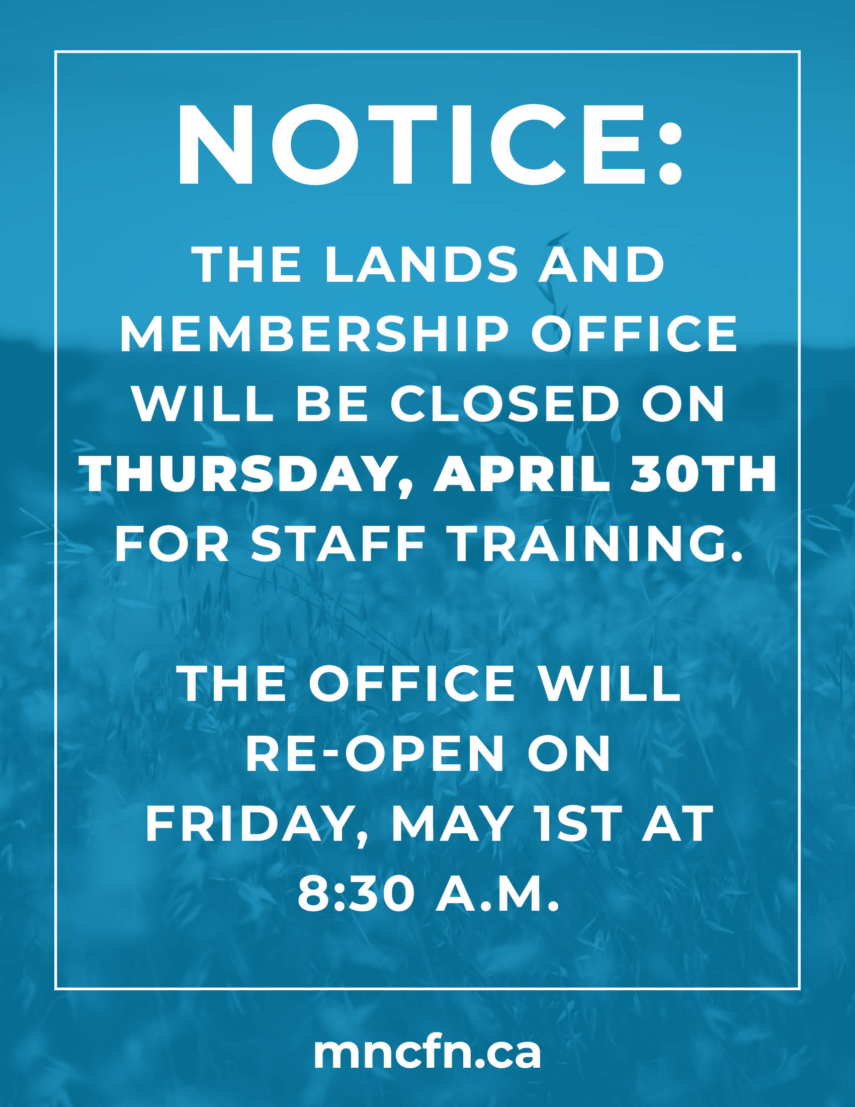 LMR Office Closure – Thursday, April 30th