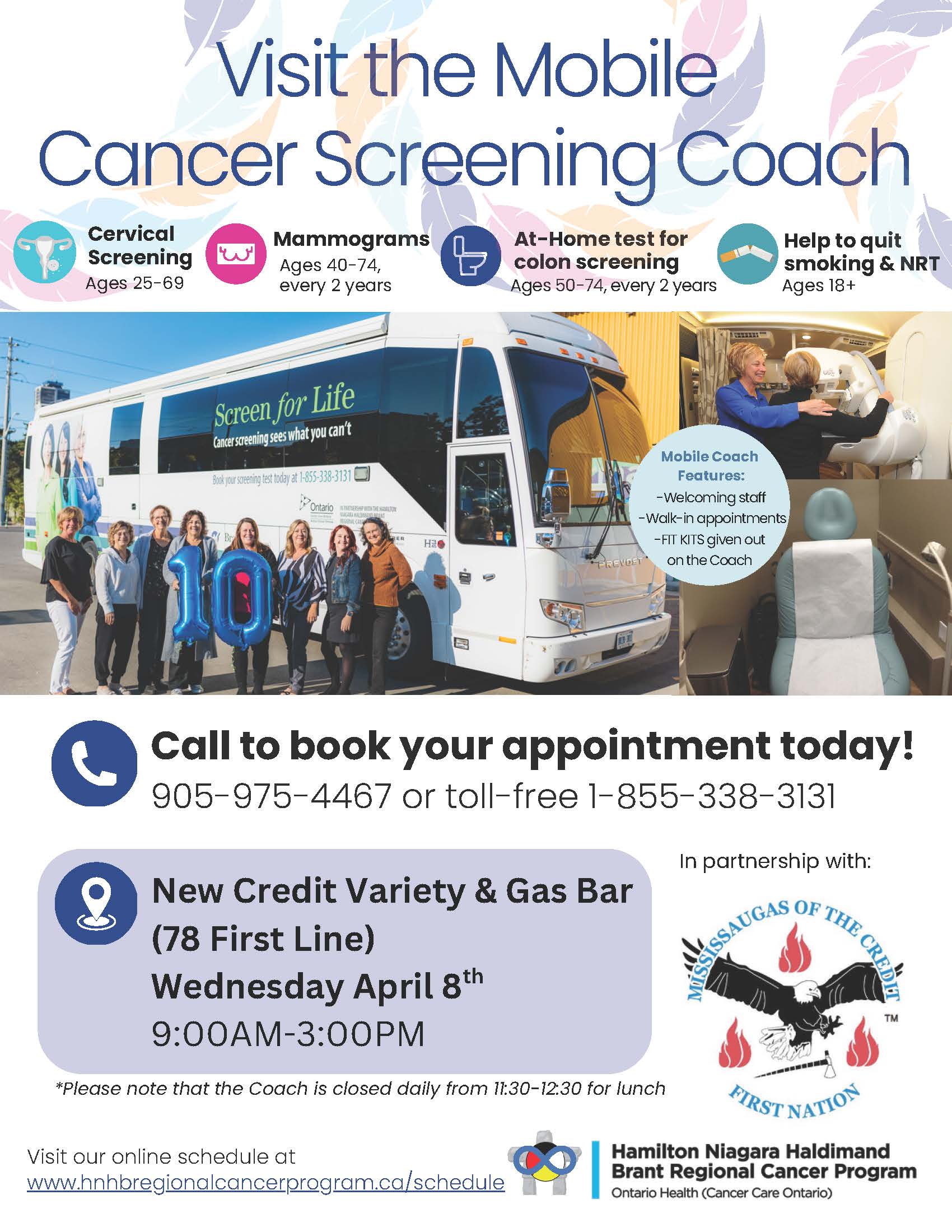 Mobile Cancer Screening Coach Schedule for April