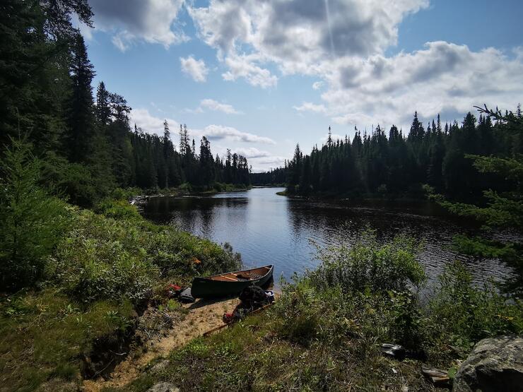 Paddling-Mississagi River Canoe Trip-End of the Portage