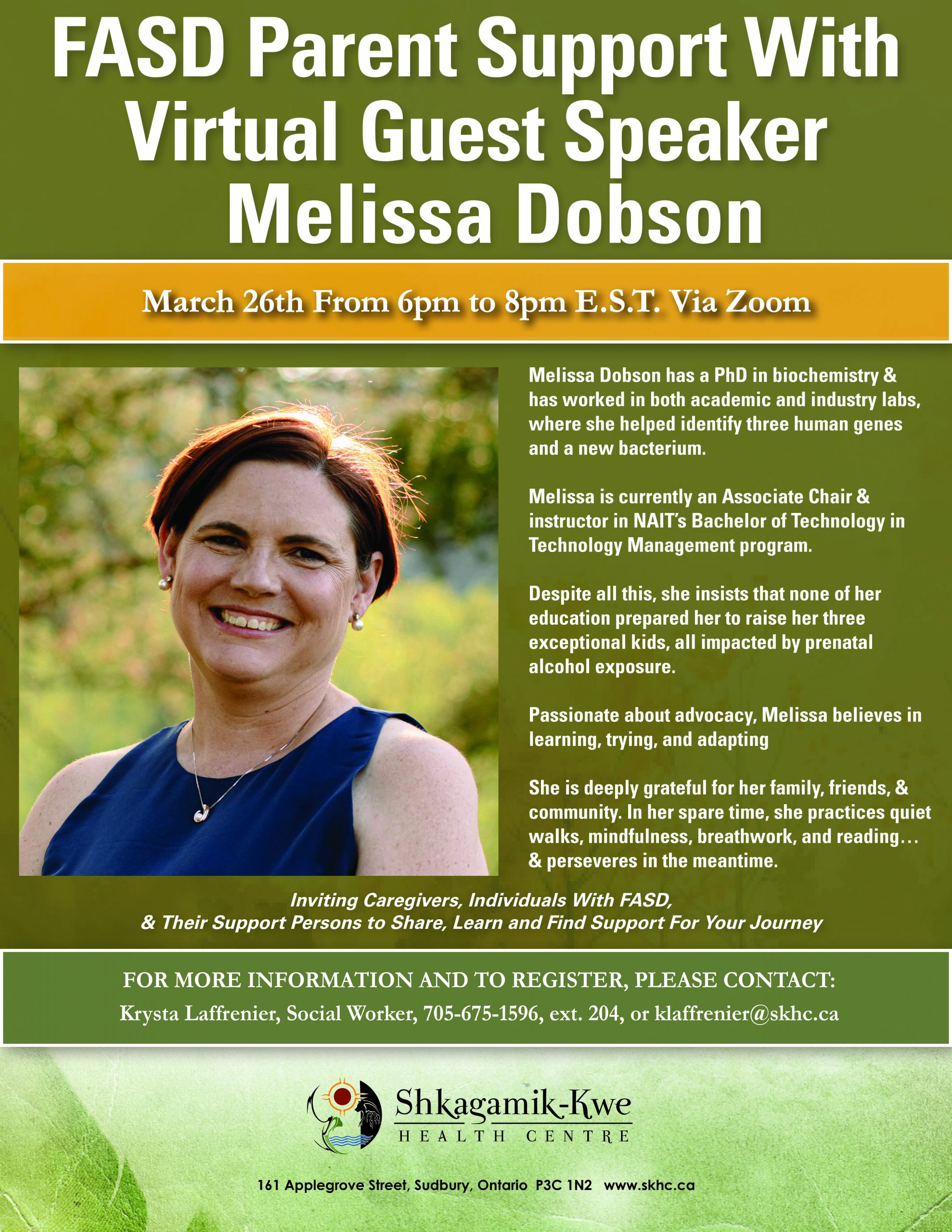 FASD Parent Support with Virtual Guest Speaker Melissa Dobson