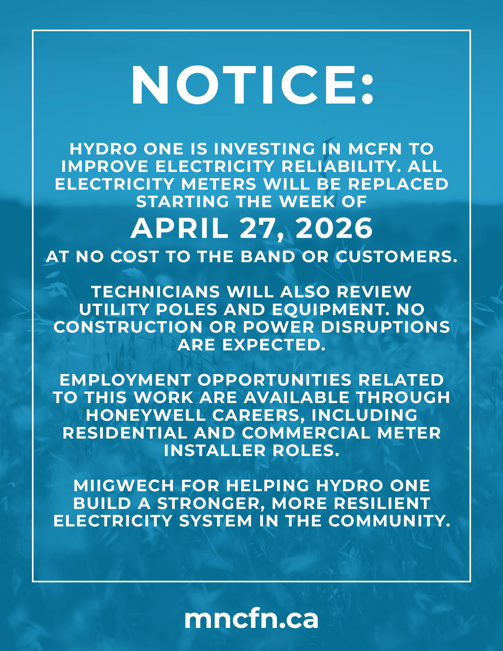 Hydro One Upgrades Coming to MCFN!
