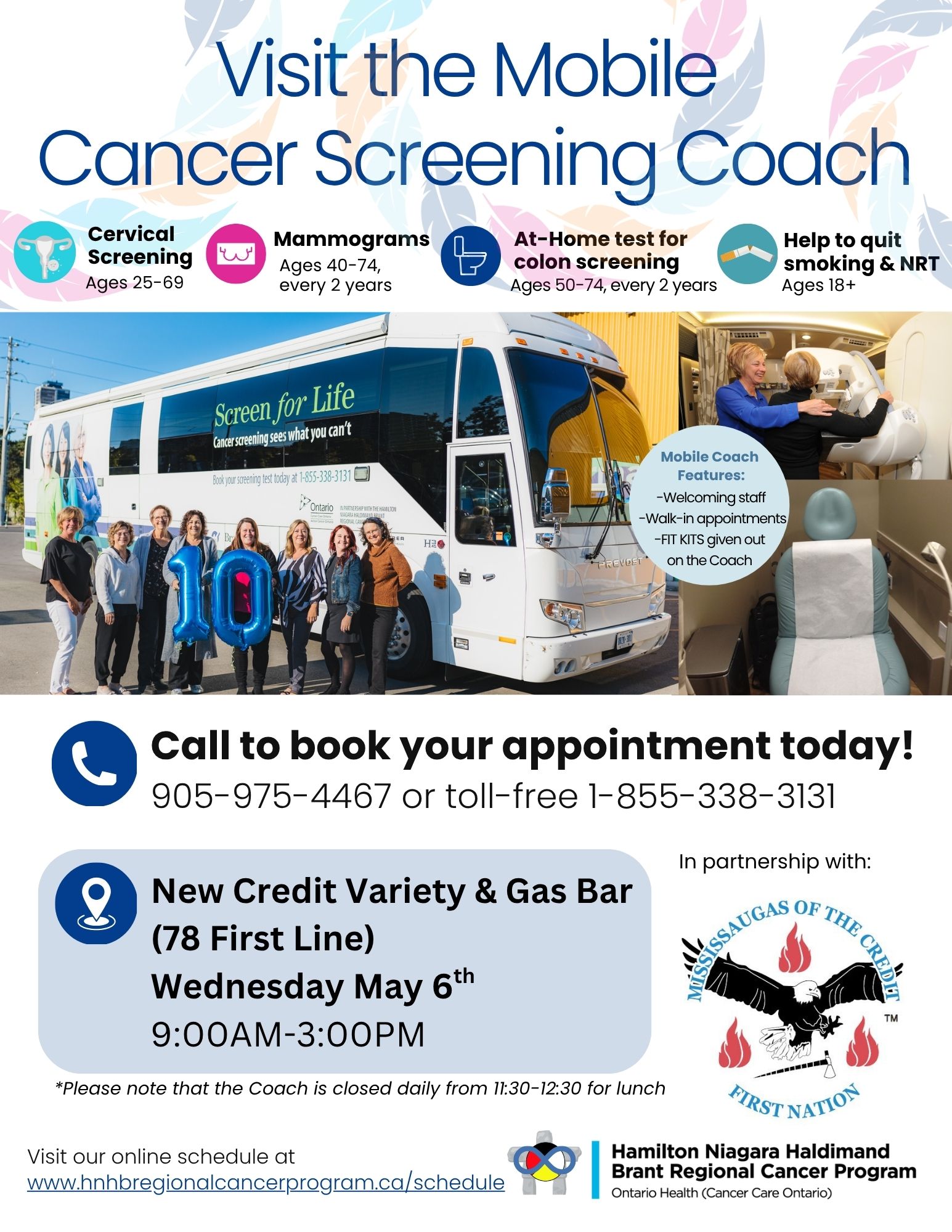 Mobile Cancer Screening Coach Schedule for May
