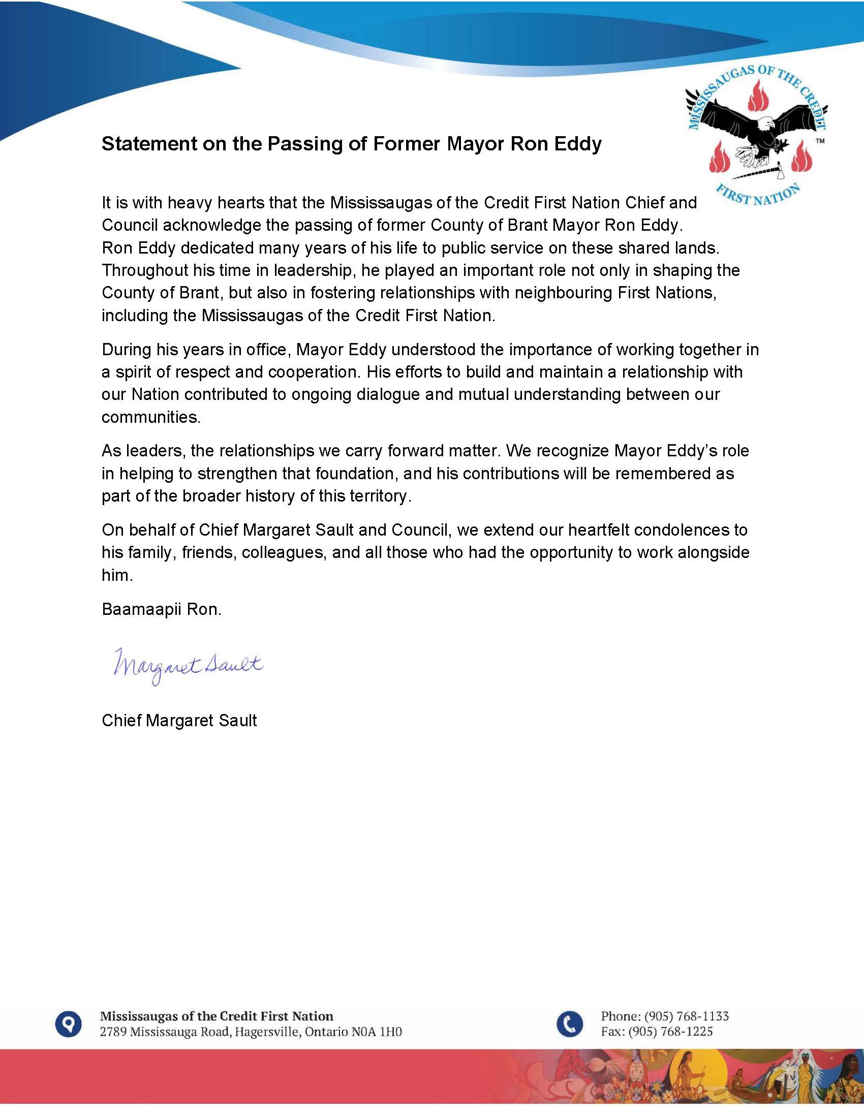 Statement on the Passing of Former Mayor Ron Eddy