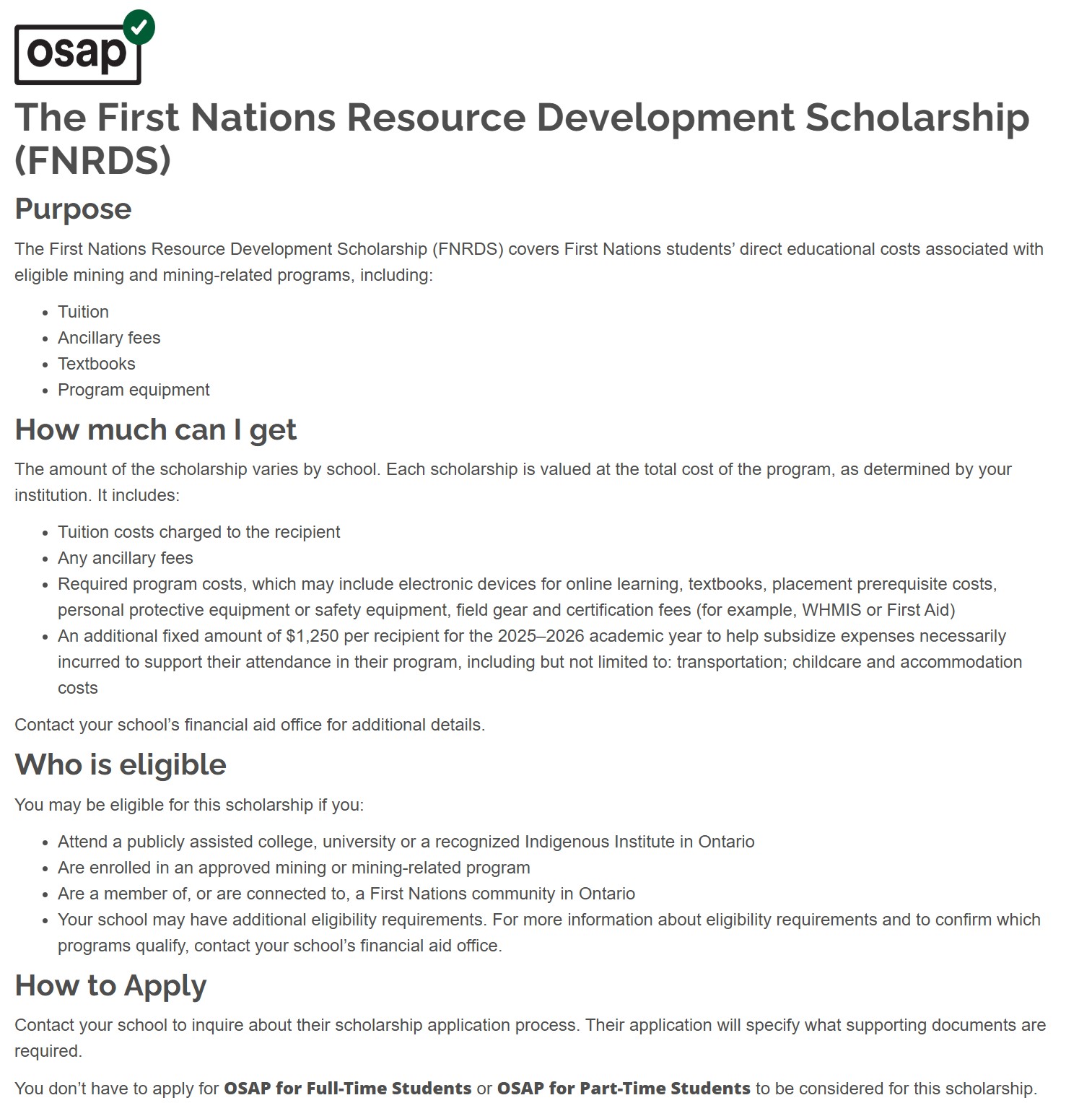First Nations Resource Development Scholarship